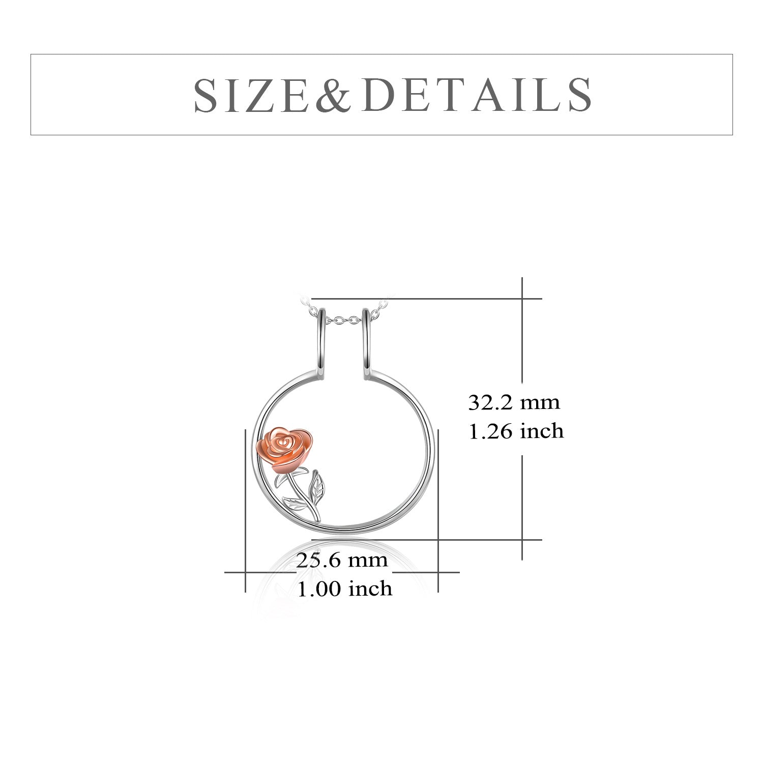 Sterling Silver Two-tone Rose & Ring Holder Pendant Necklace