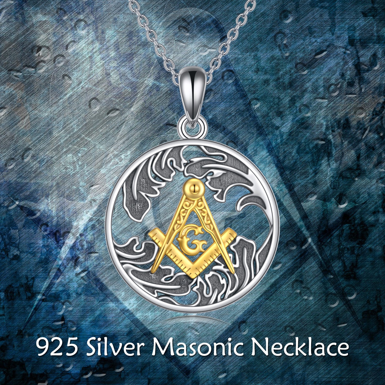 Sterling Silver Two-tone Round & Spray Pendant Necklace