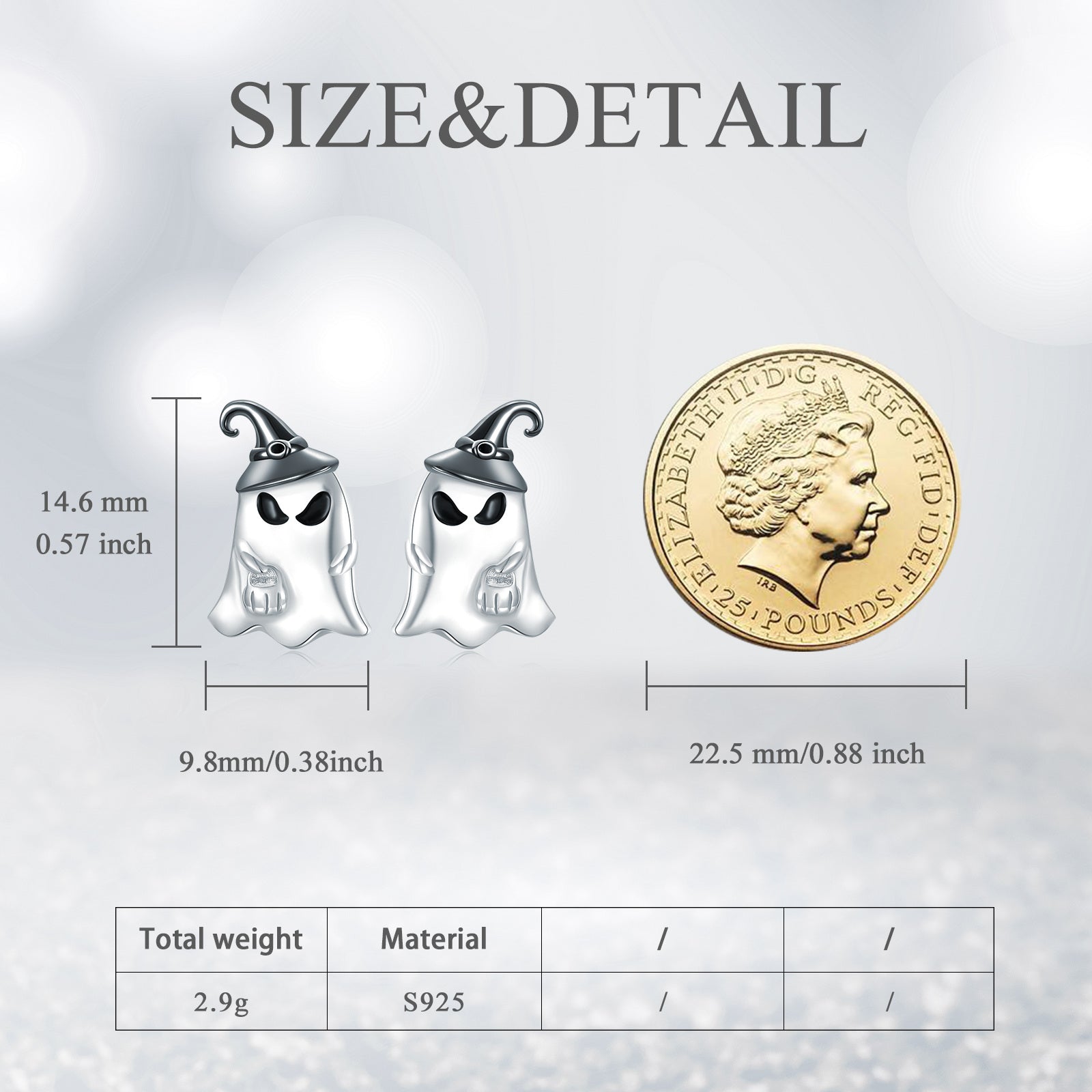 Sterling Silver Two-tone Skeleton Stud Earrings