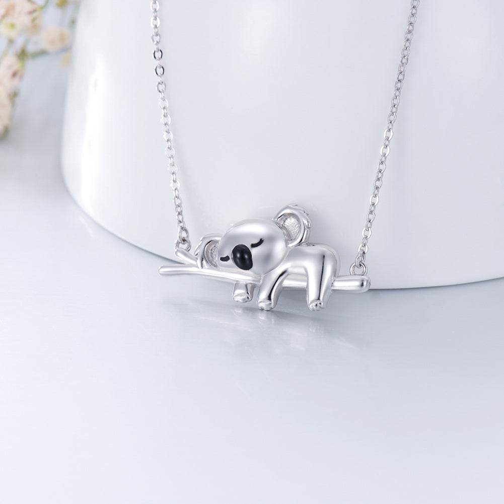 Sterling Silver Two-tone Sloth Pendant Necklace