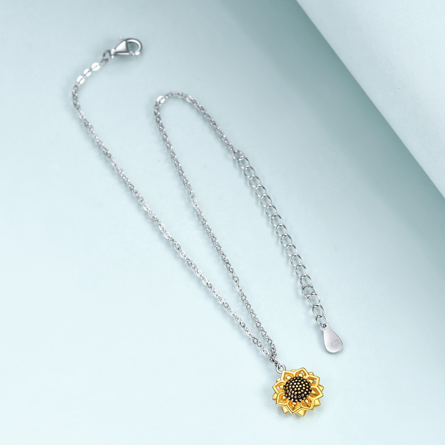 Sterling Silver Two-tone Sunflower Charm Bracelet