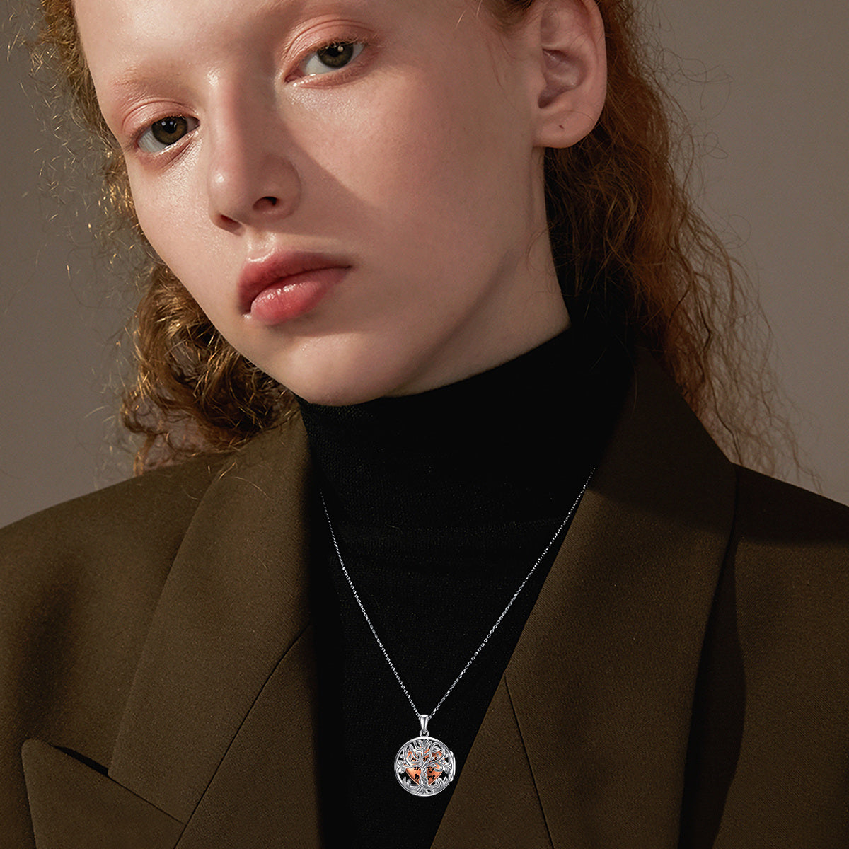 Sterling Silver Two-tone Tree Of Life & Heart Urn Necklace for Ashes with Engraved Word