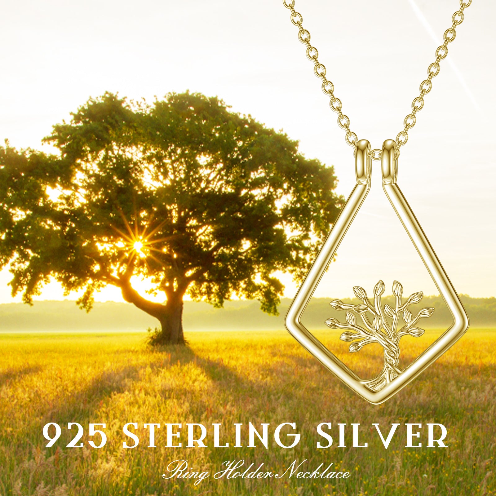 Sterling Silver Two-tone Tree Of Life Pendant Necklace