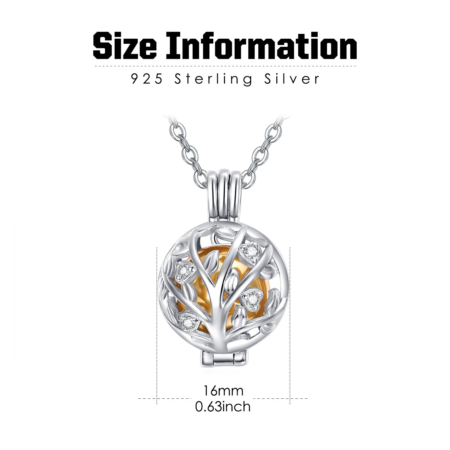 Sterling Silver Two-tone Tree Of Life & Round Urn Necklace for Ashes