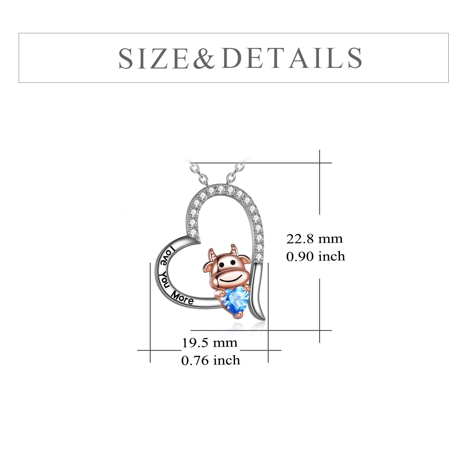 Sterling Silver Two-tone Zircon Cow Pendant Necklace