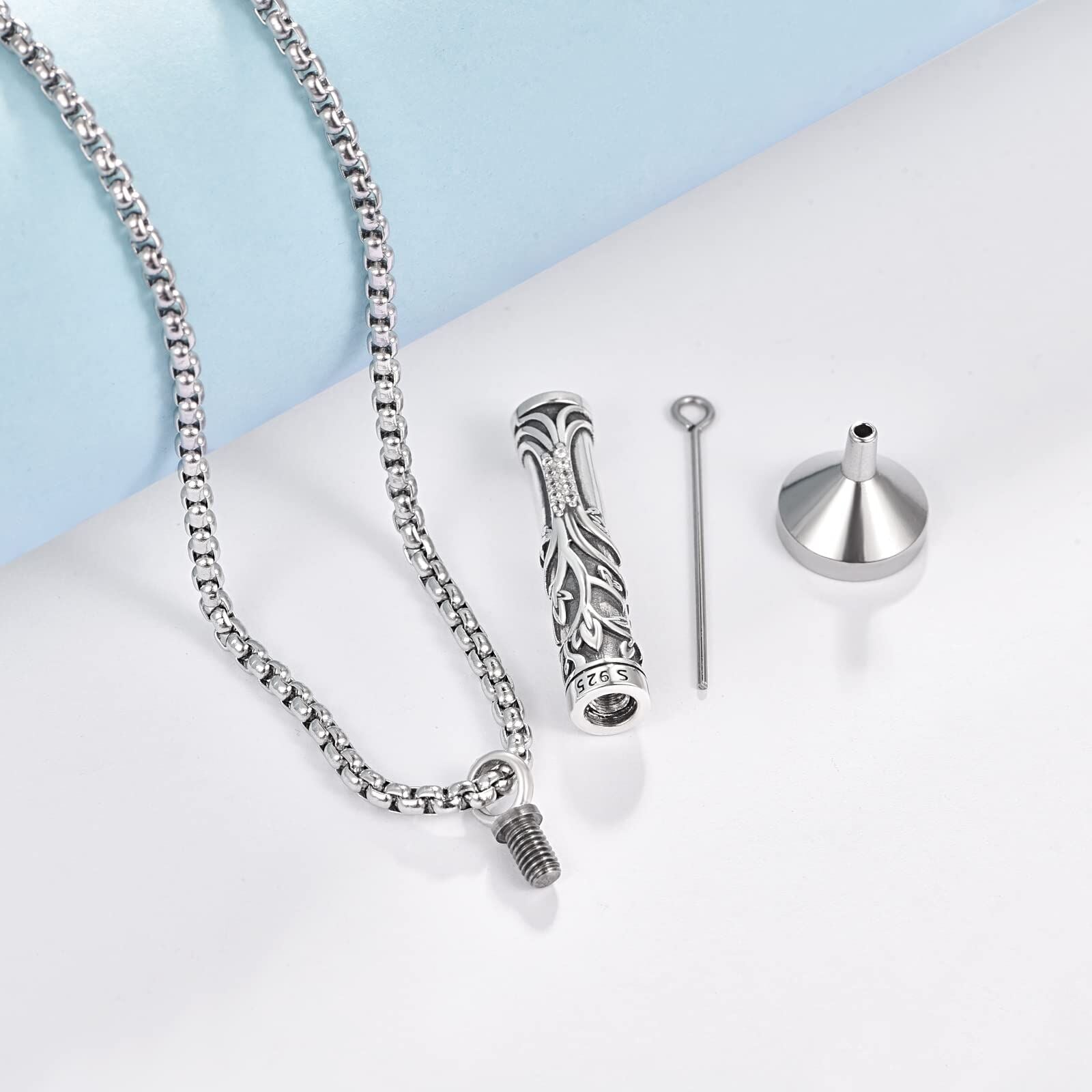 Sterling Silver Tree Of Life Bar Urn Necklace For Ashes