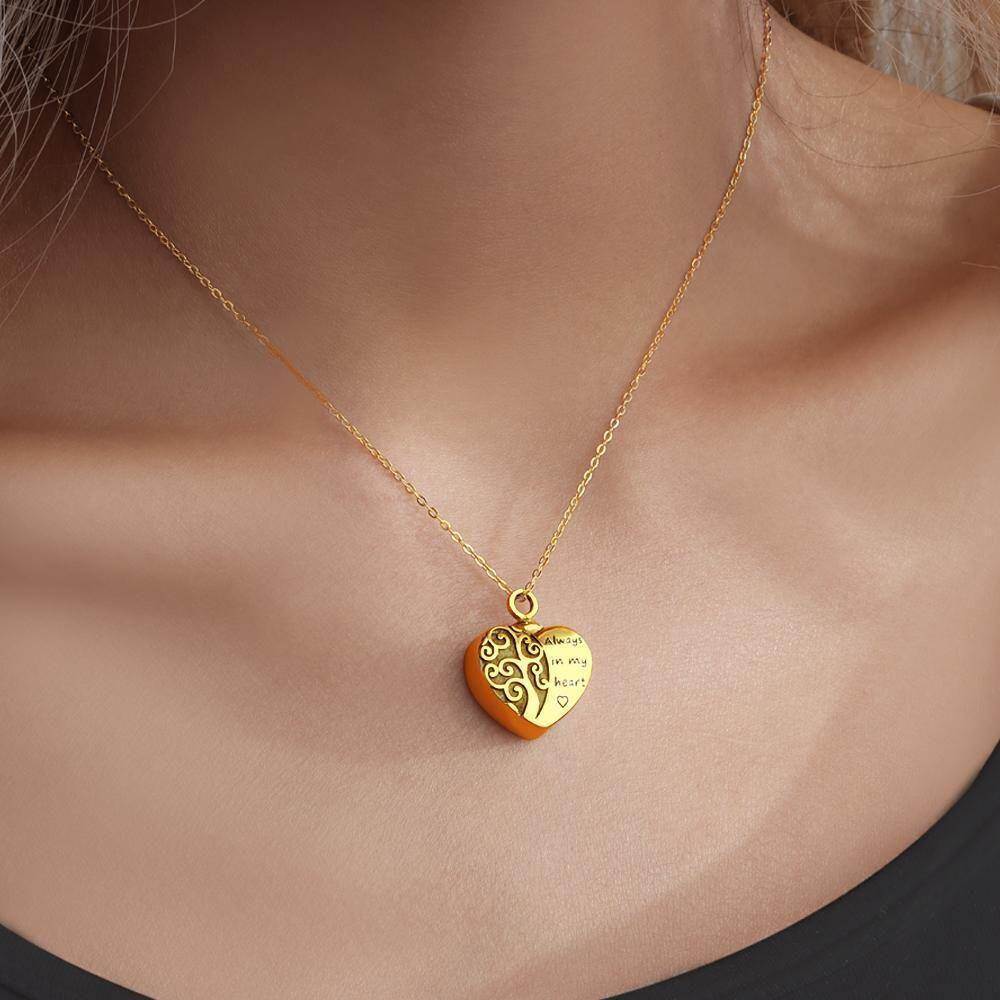 Sterling Silver Tree Of Life & Heart Personalized Photo Urn Necklace For Ashes