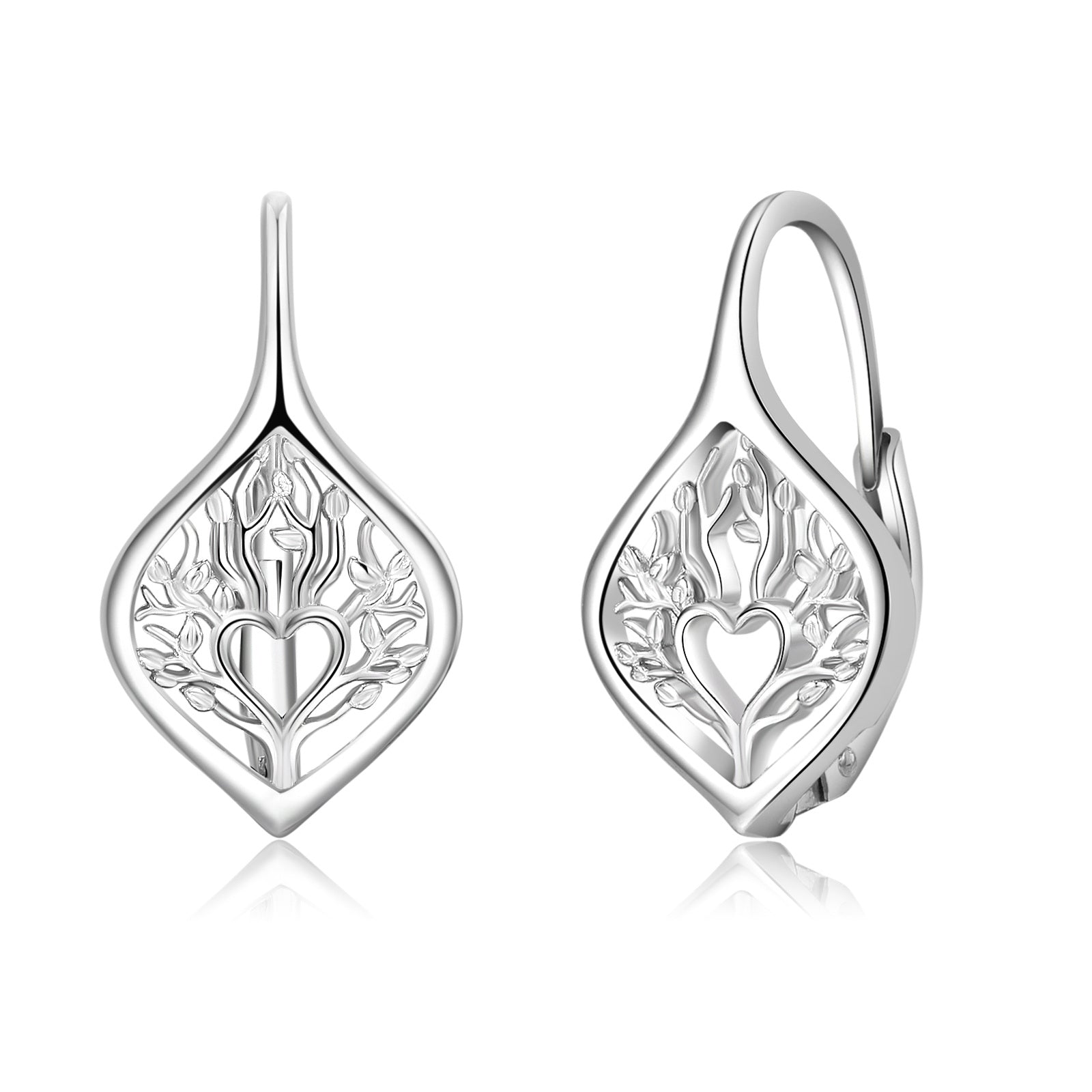 Sterling Silver Tree Of Life Lever-back Earrings