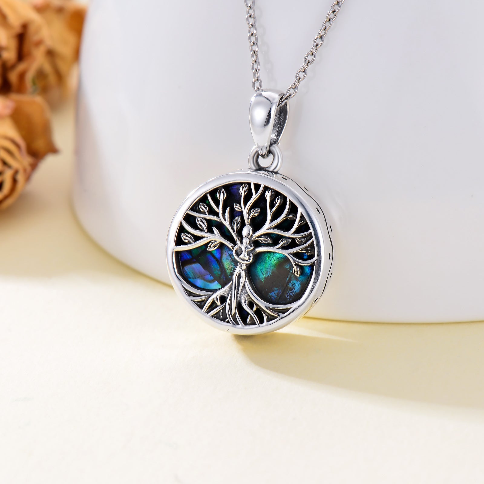 Sterling Silver Tree Of Life Mom & Baby Urn Necklace for Ashes