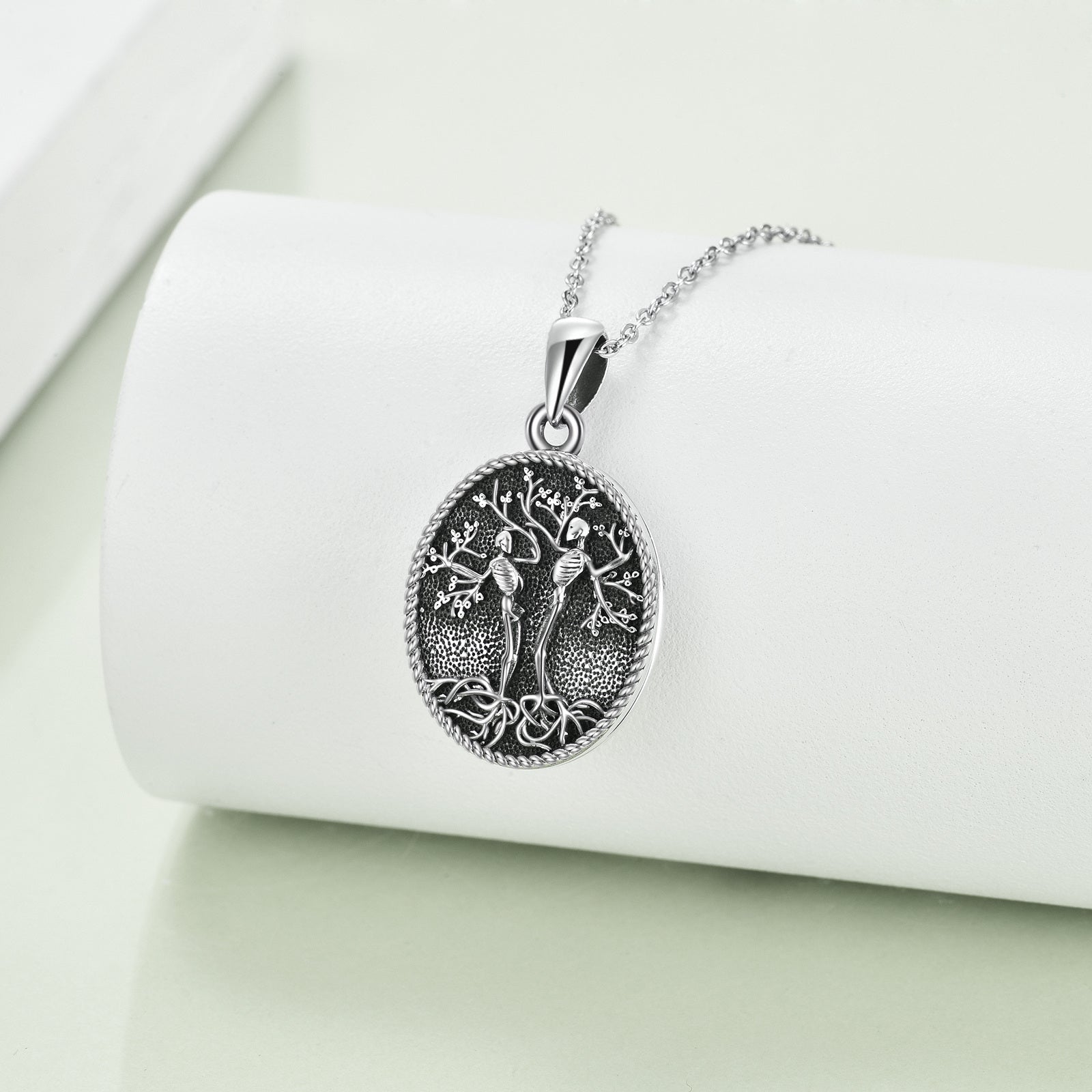 Sterling Silver Tree Of Life Skeleton Personalized Photo Locket Pendant Necklace