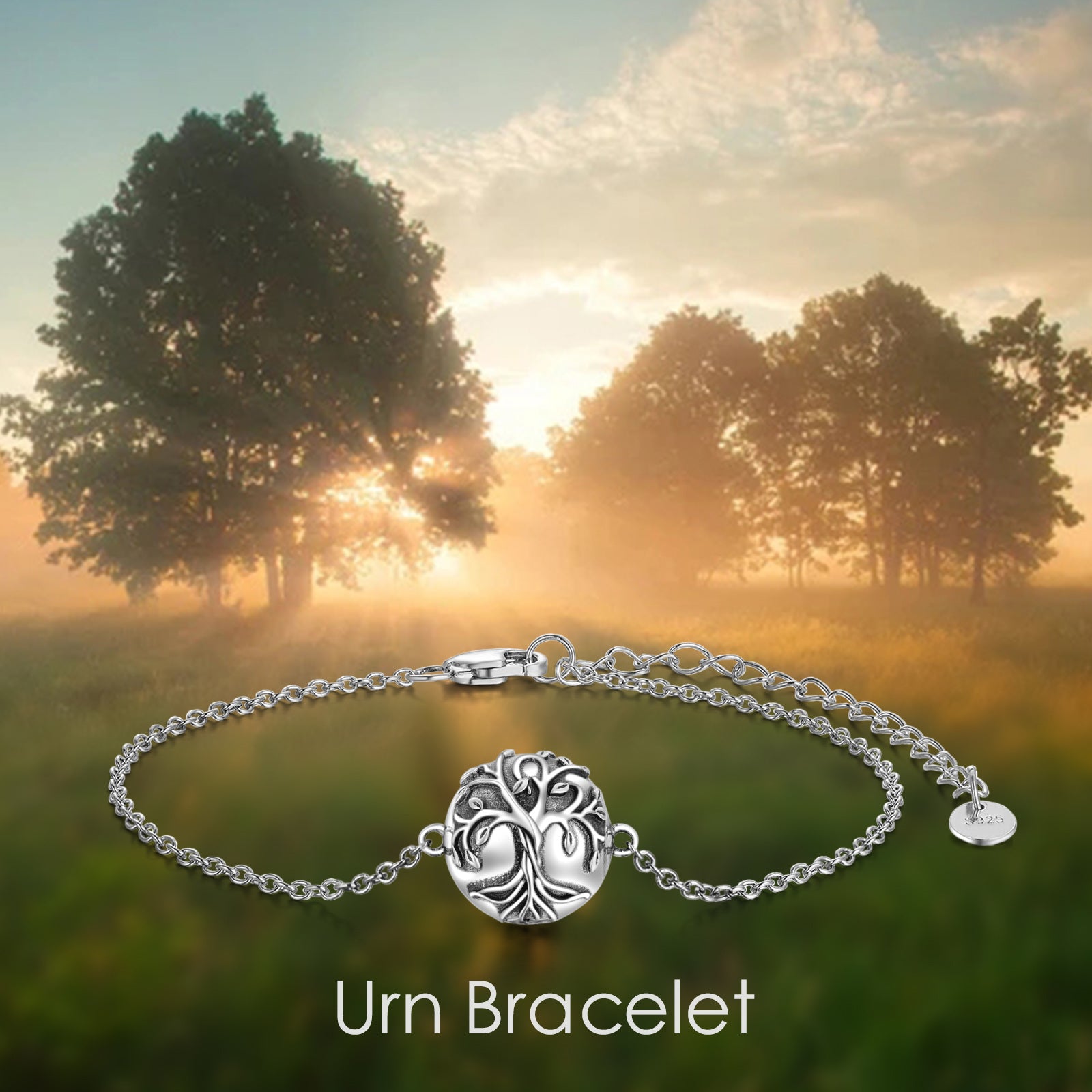 Sterling Silver Tree Of Life Urn Bracelet for Ashes