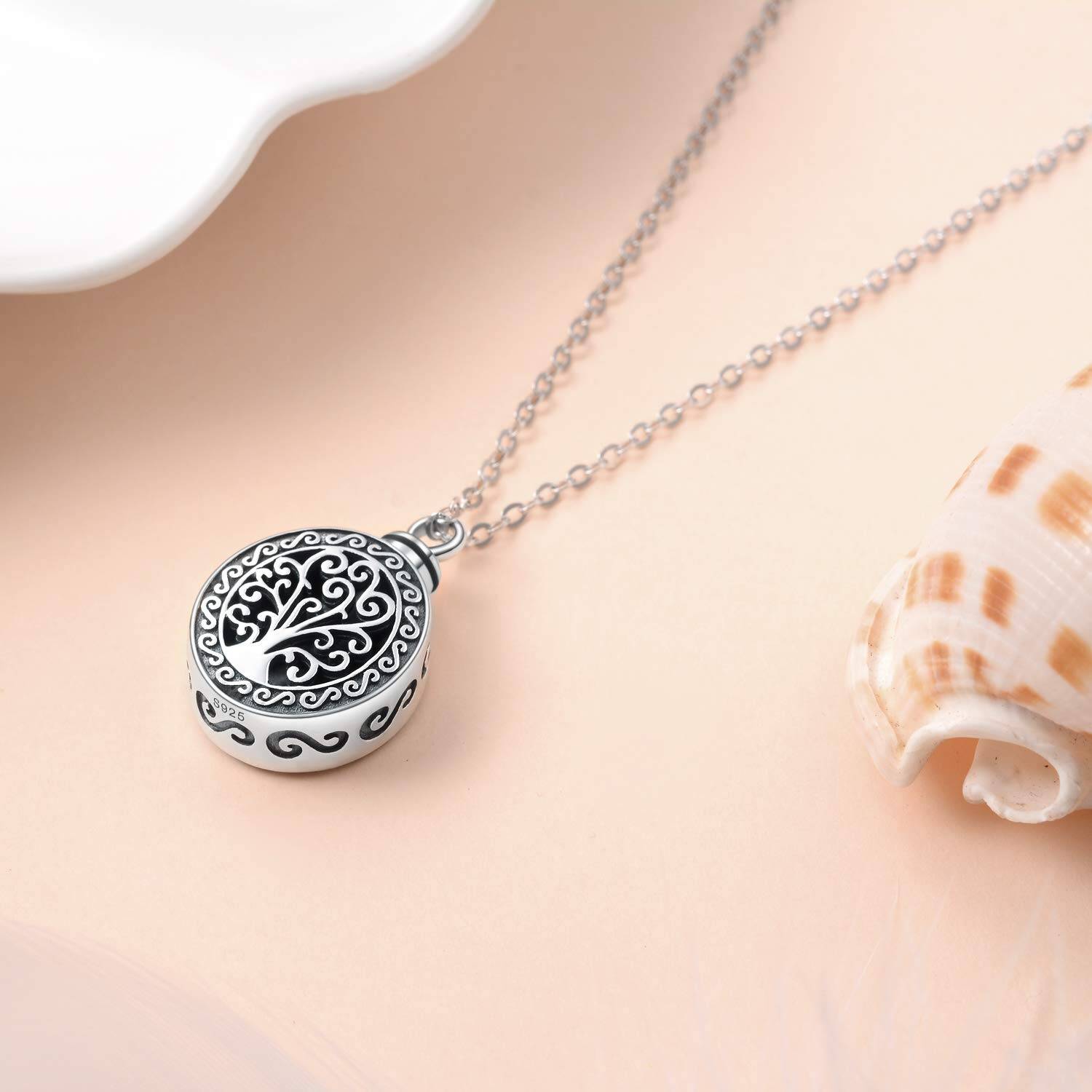 Sterling Silver Tree Of Life Urn Necklace for Ashes
