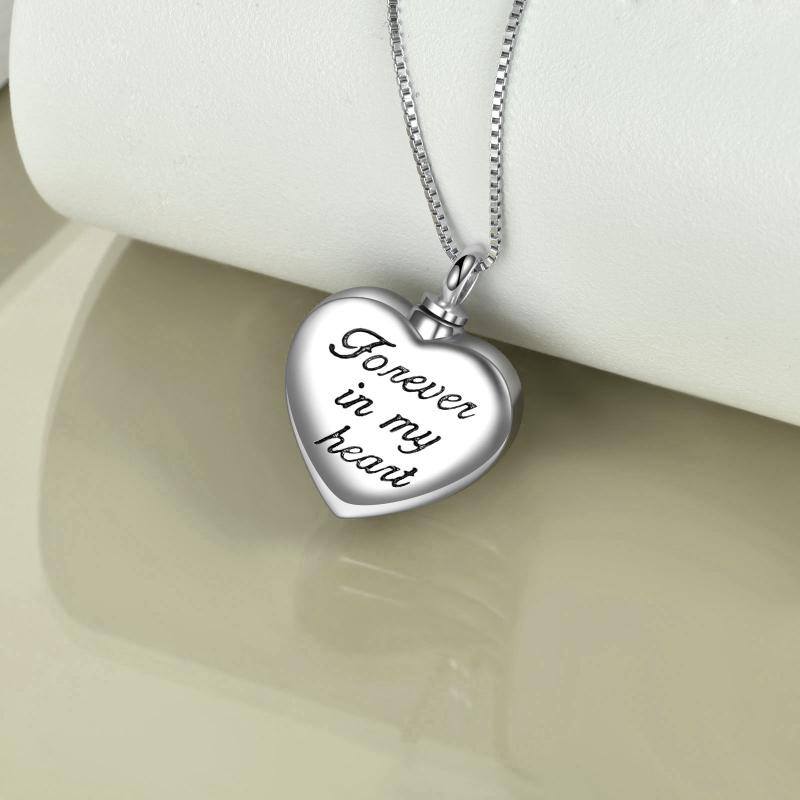 Sterling Silver Tri-tone Heart Urn Necklace for Ashes with Engraved Word