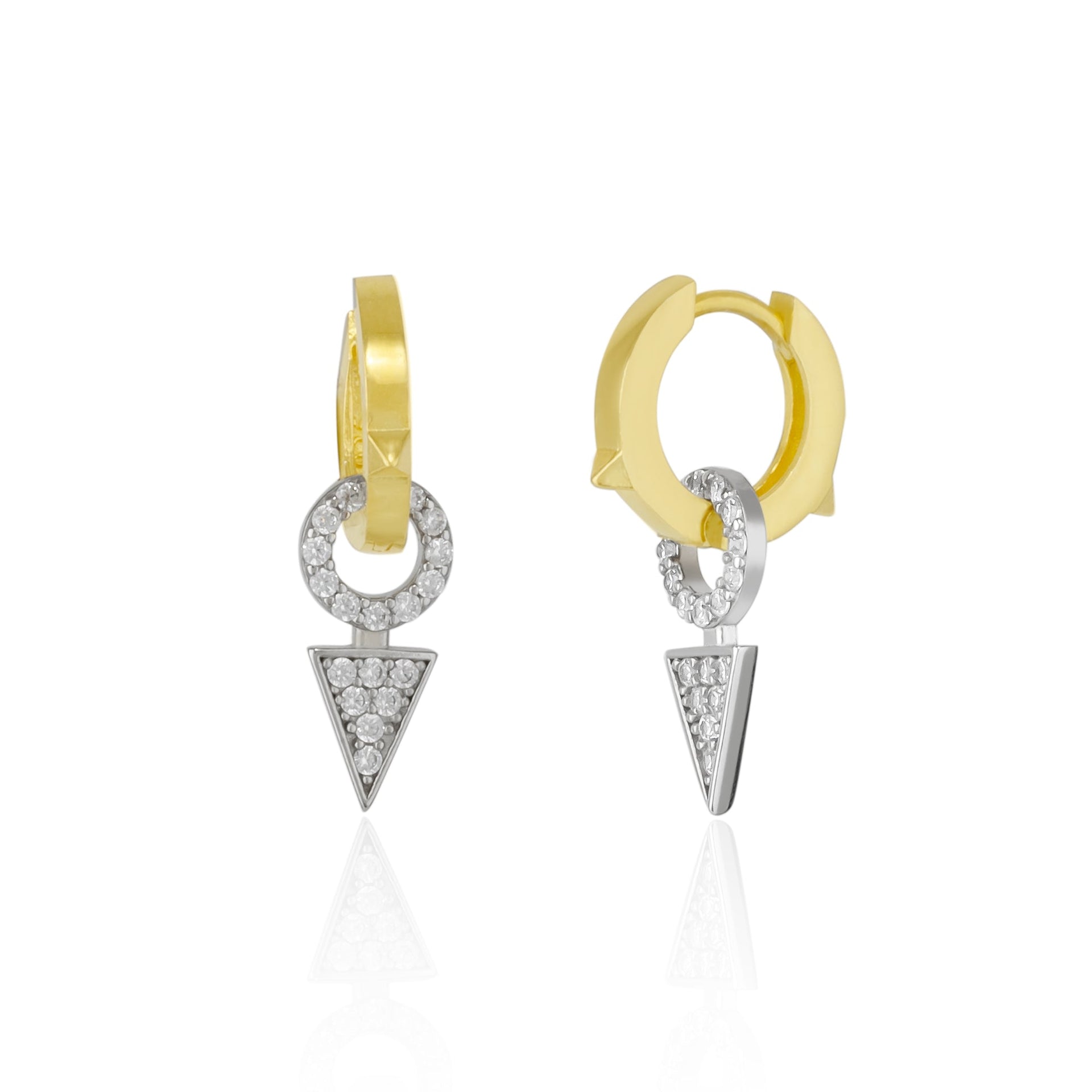 Triangle Diamond Style Pave Hoop Sterling Silver Earring