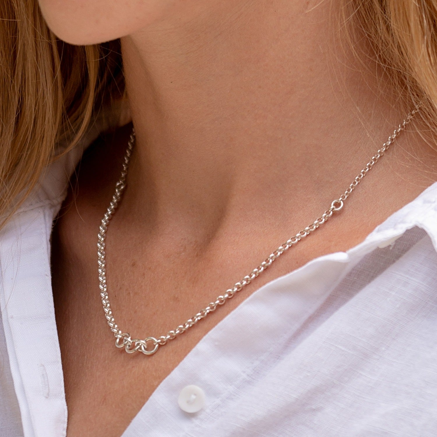 Sterling Silver Trinity Charm Collector Necklace