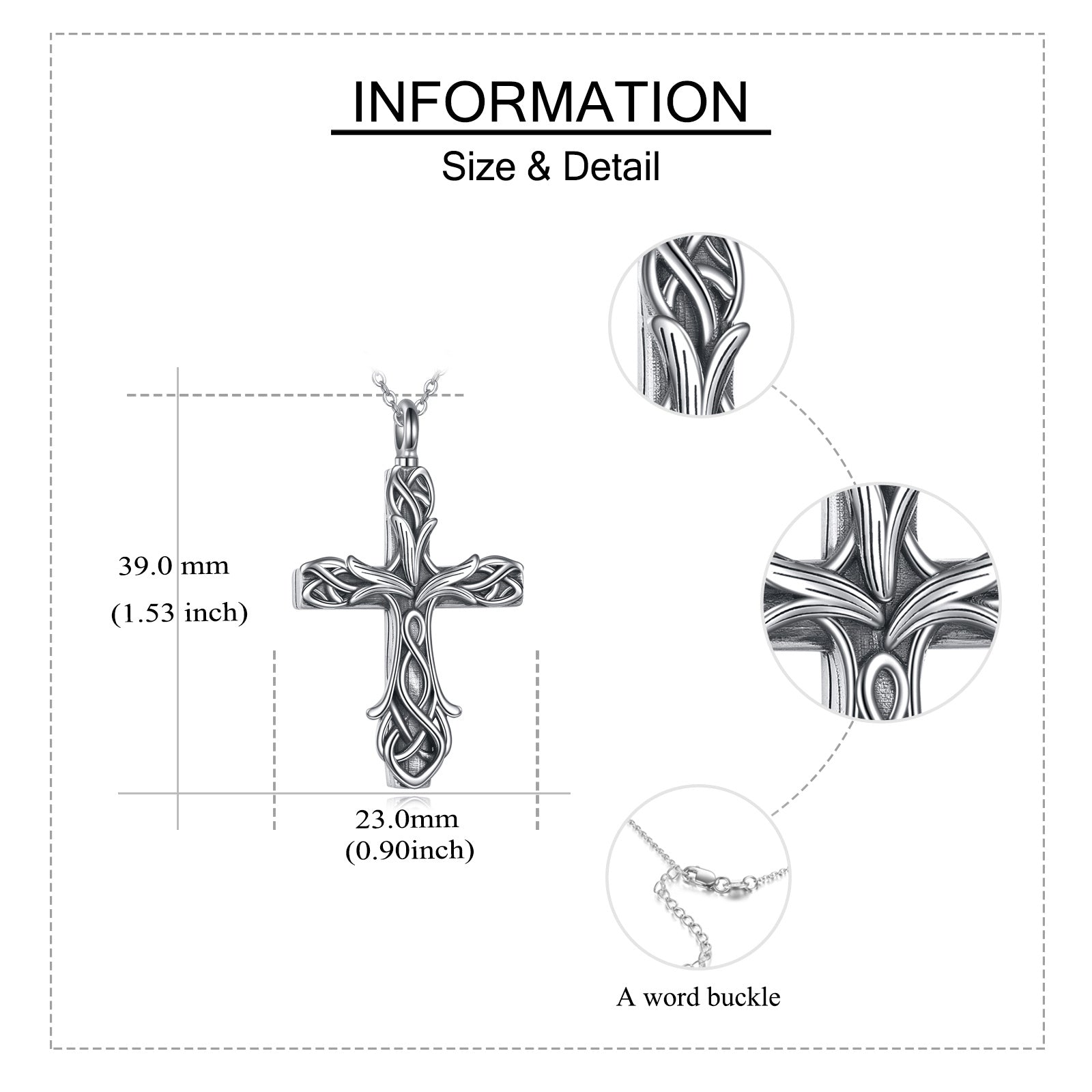 Sterling Silver Tulip & Cross Urn Necklace for Ashes