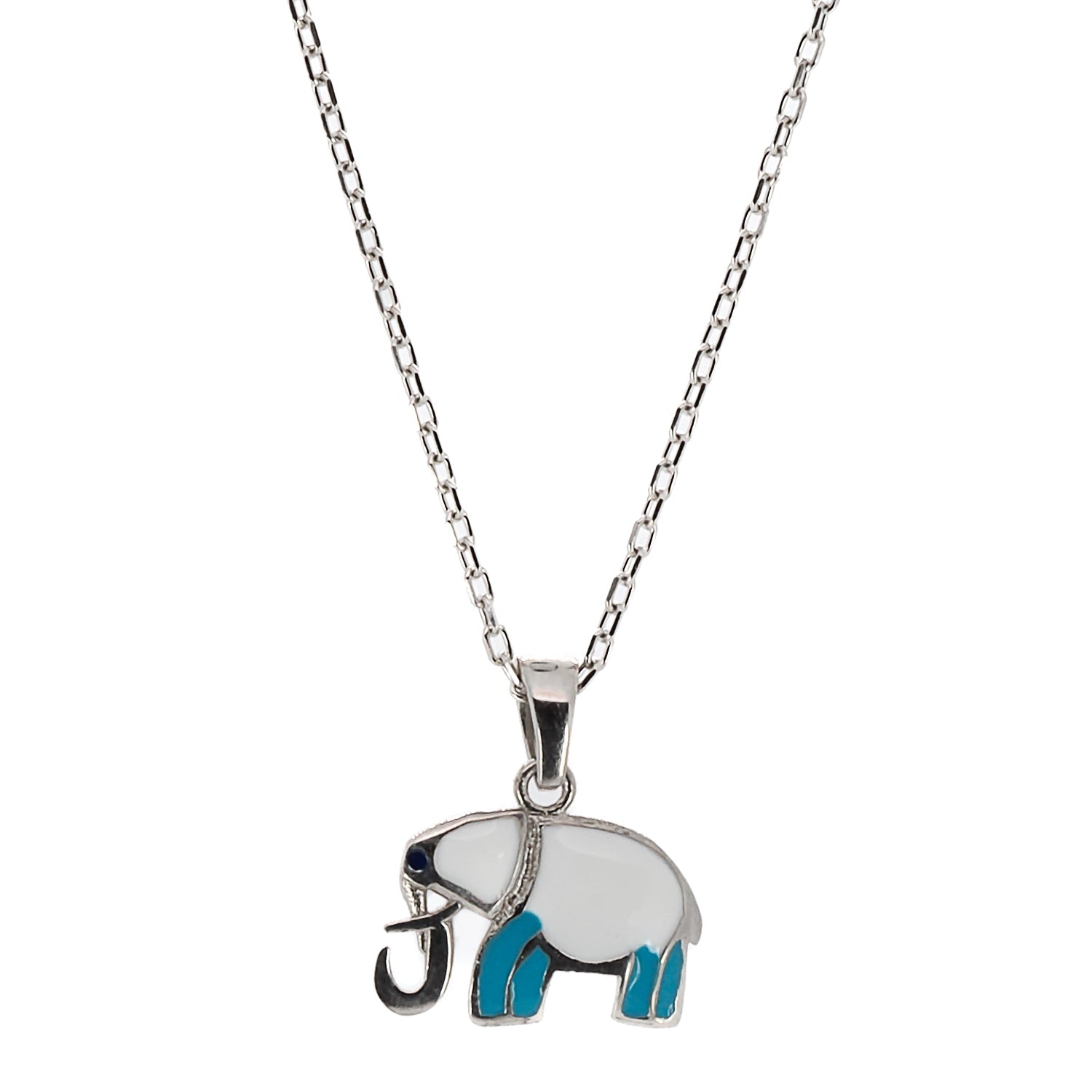Sterling Silver Turquoise Elephant Necklace -Turquoise