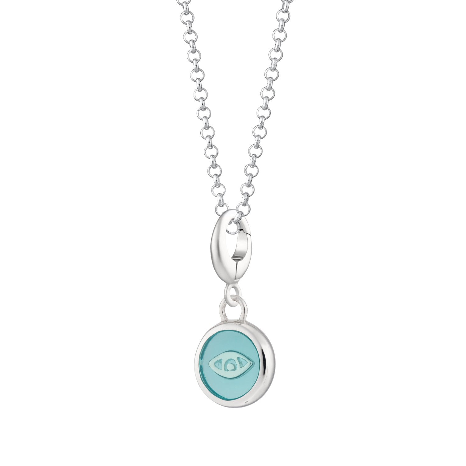 Sterling Silver Turquoise Eye Resin Capture Charm Necklace