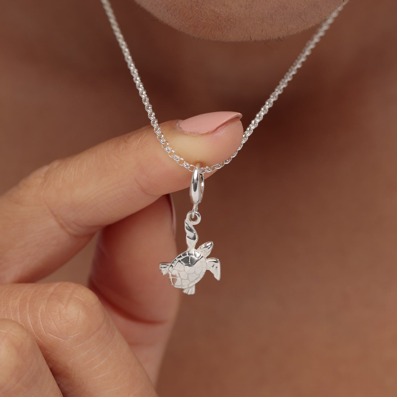 Sterling Silver Turtle Necklace & Studs Jewellery Set