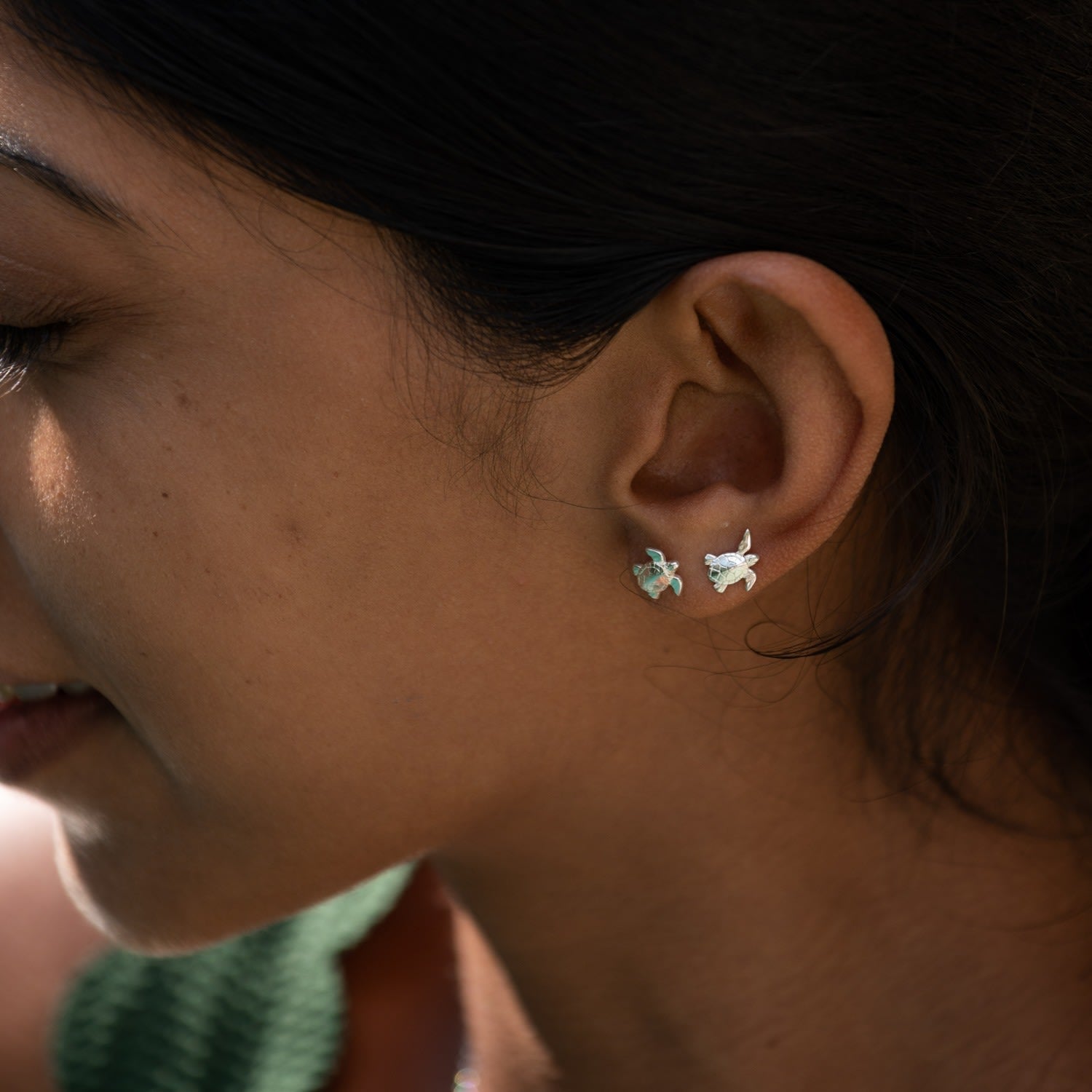 Sterling Silver Turtle Stud Earrings