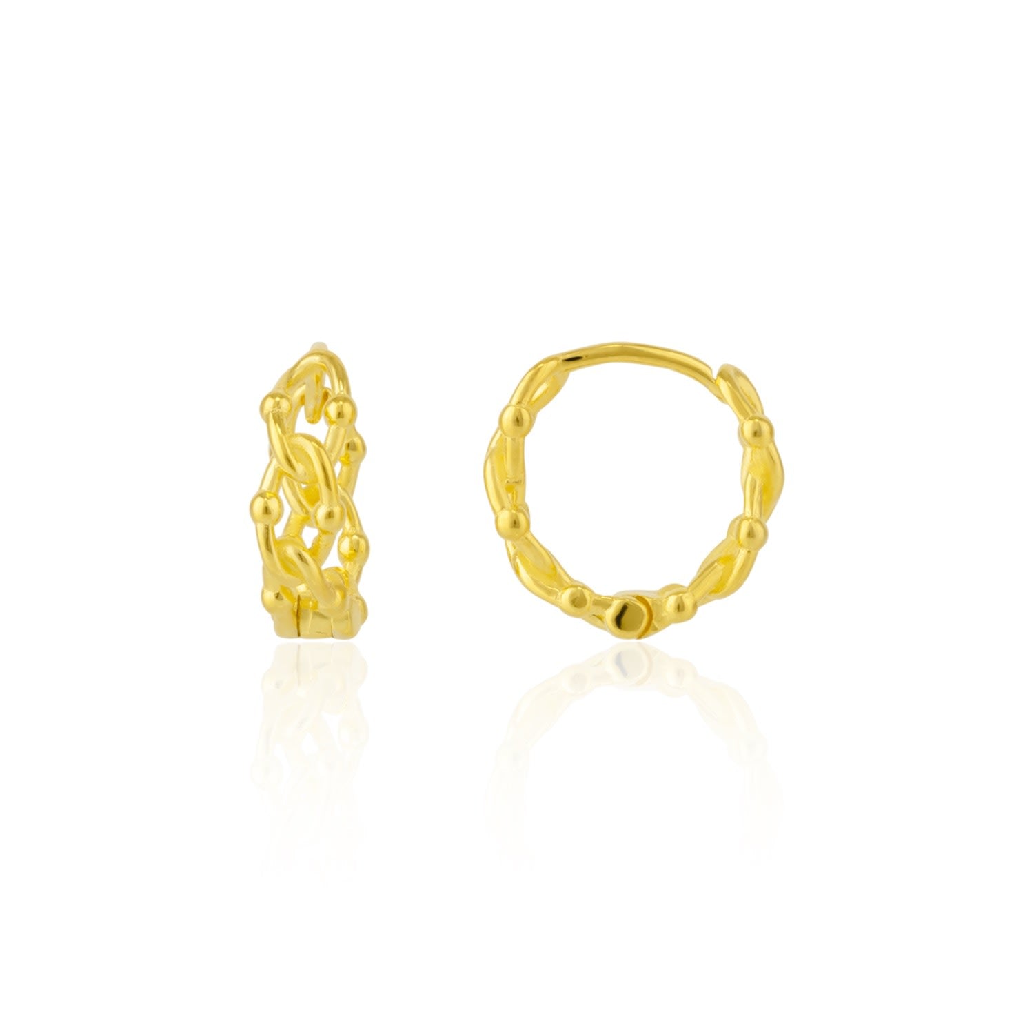 Sterling Silver Twisted Bead Earring - Gold