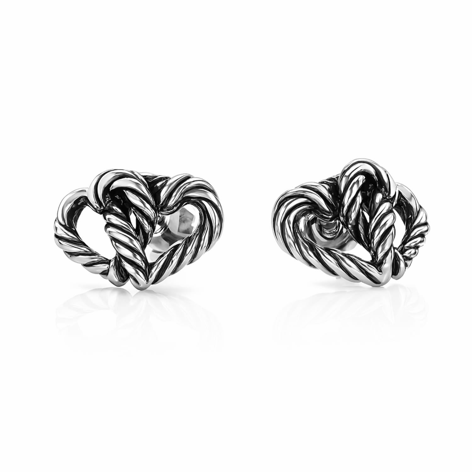 Sterling Silver Twisted Heart Stud Earrings – Symbol Of Love And Strength – Jewellery For Women