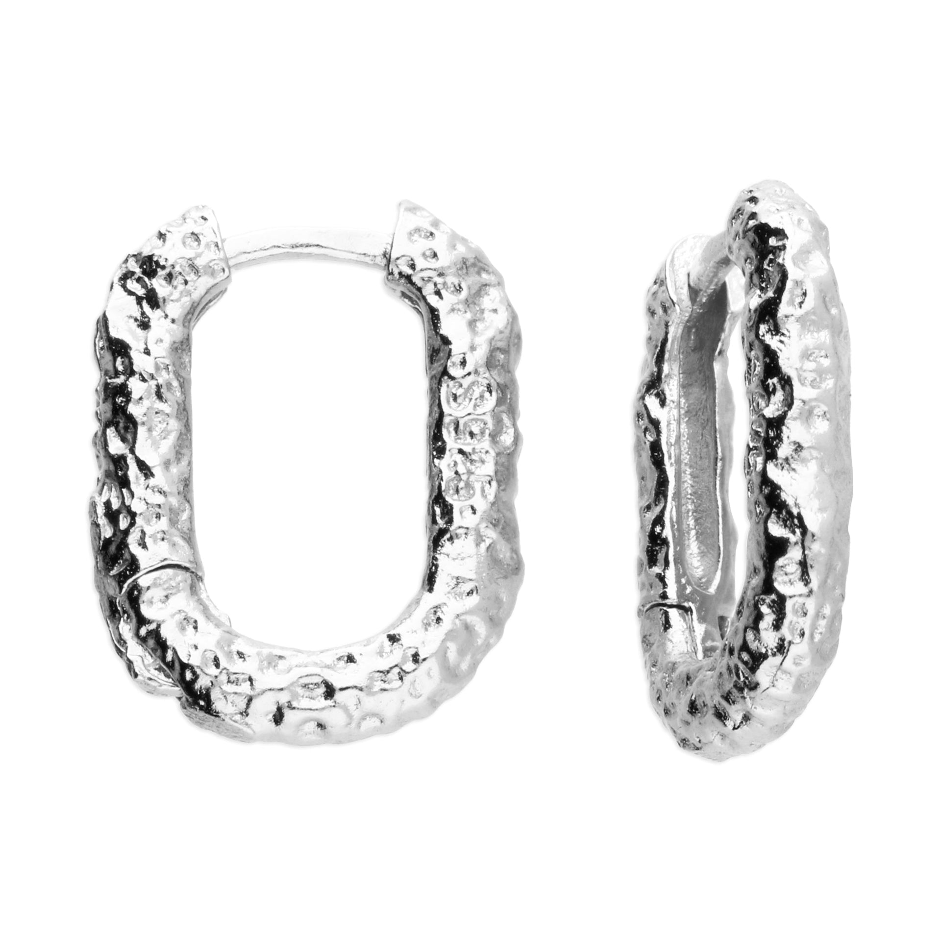 Sterling Silver U-Shaped Molten Hinged Huggie Earrings
