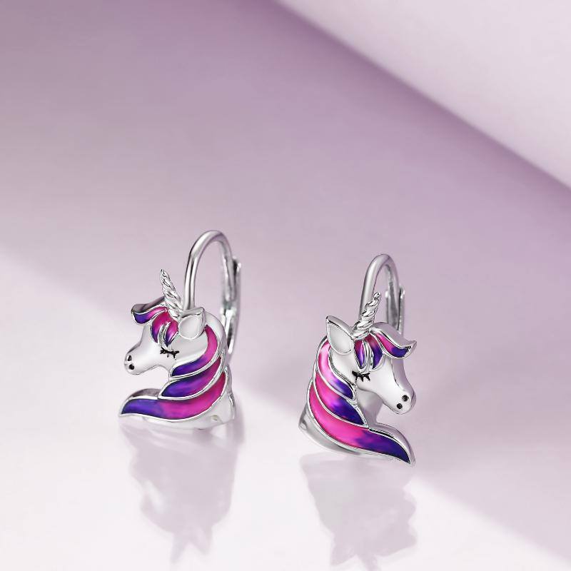 Sterling Silver Unicorn Lever-back Earrings