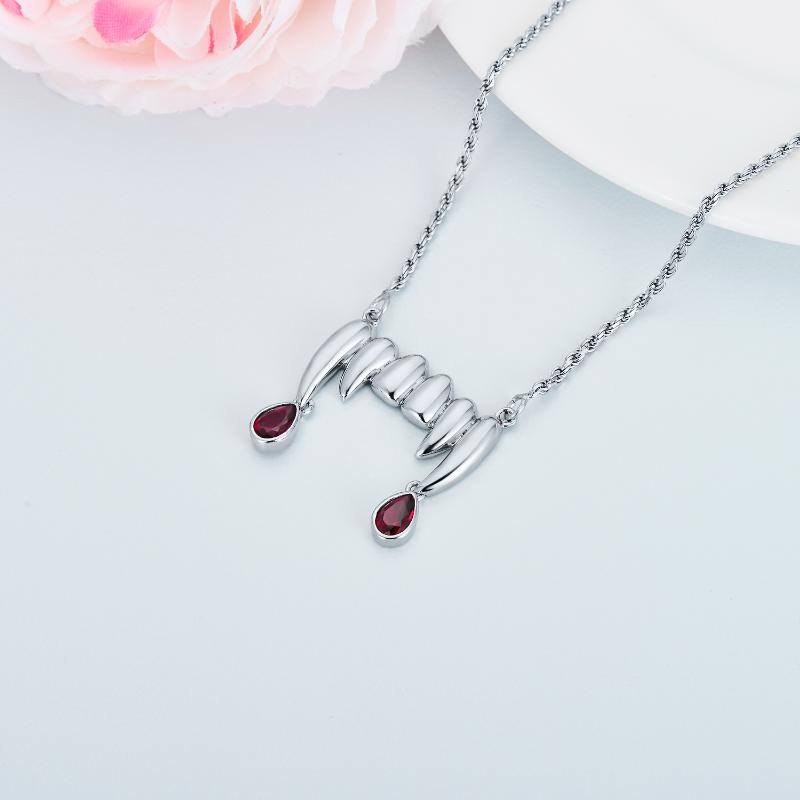 Sterling Silver Vampire Teeth Pendant Necklace