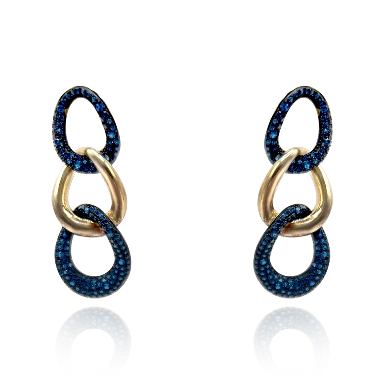 Sterling Silver Vermeil Earrings With Sapphire Cubic Zirconium