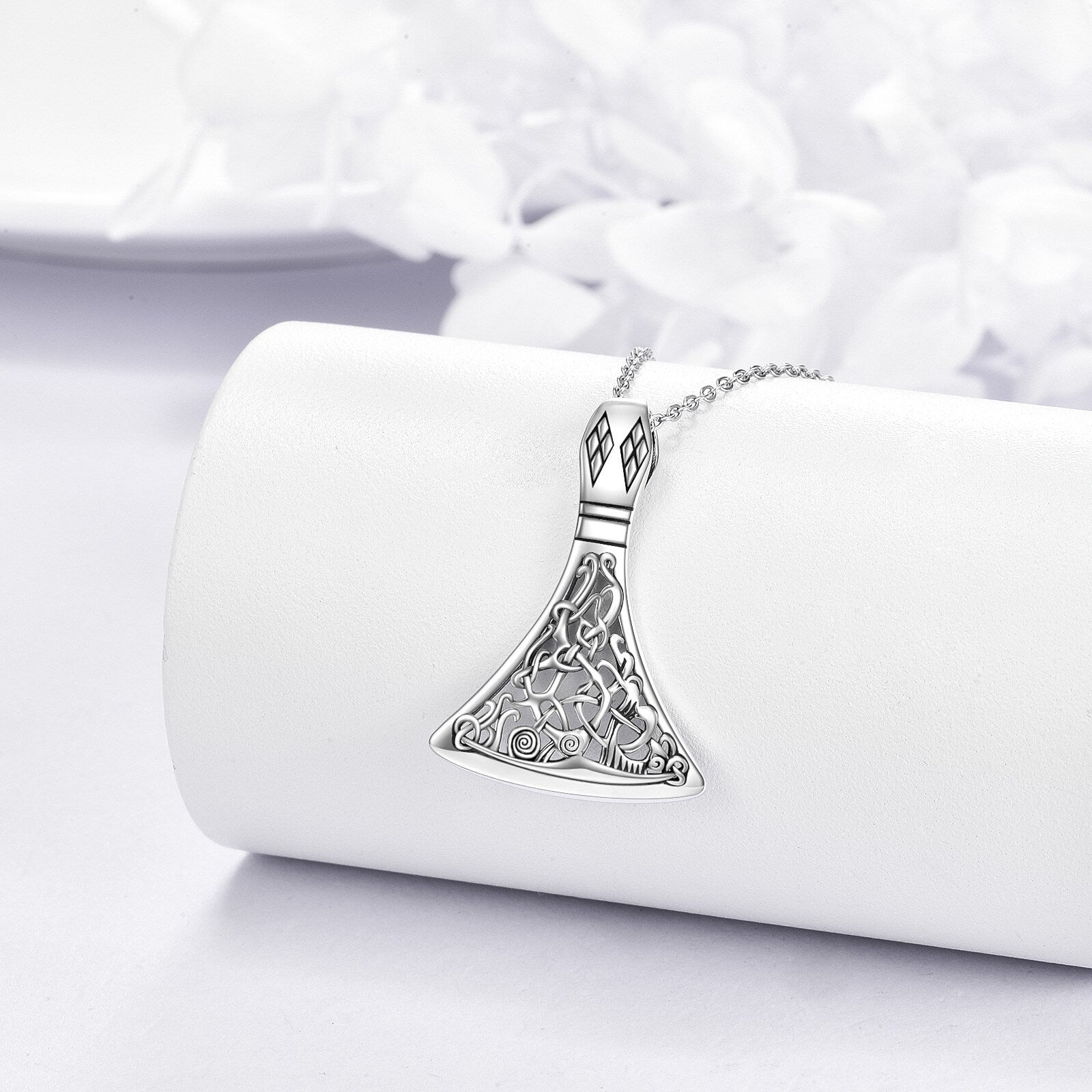 Sterling Silver Viking Rune Pendant Necklace