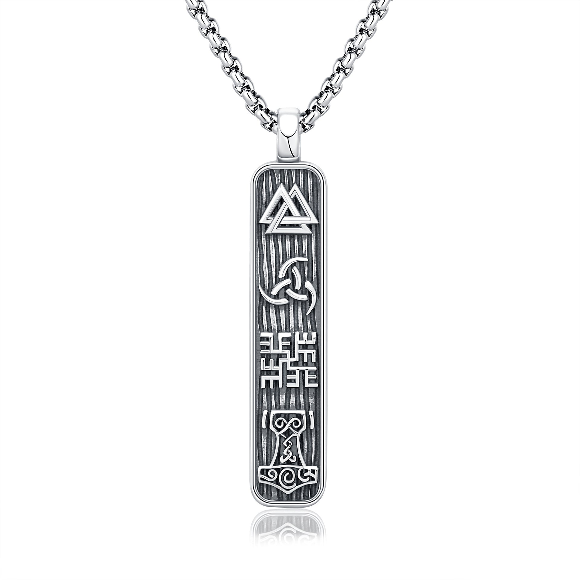 Sterling Silver Viking Rune Pendant Necklace
