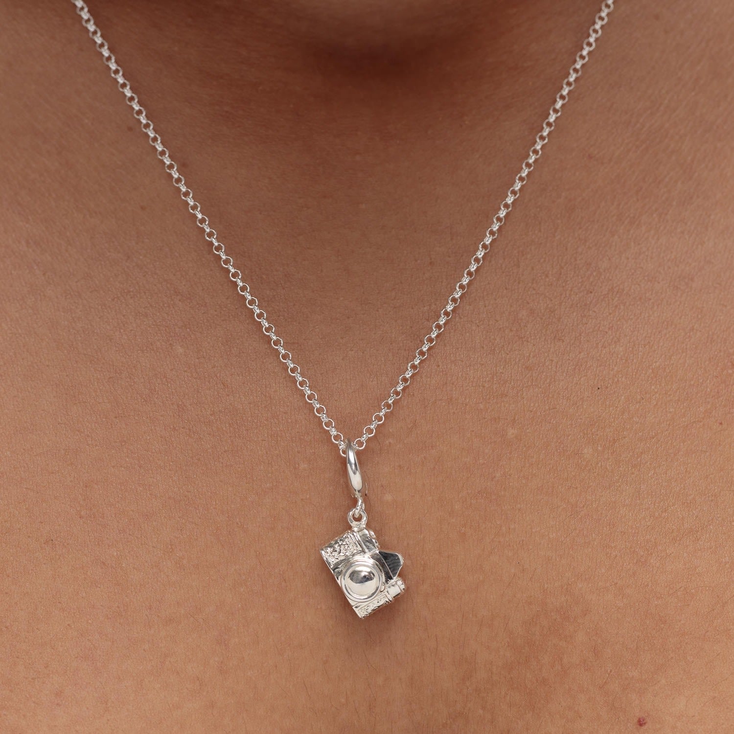 Sterling Silver Vintage Camera Charm Necklace