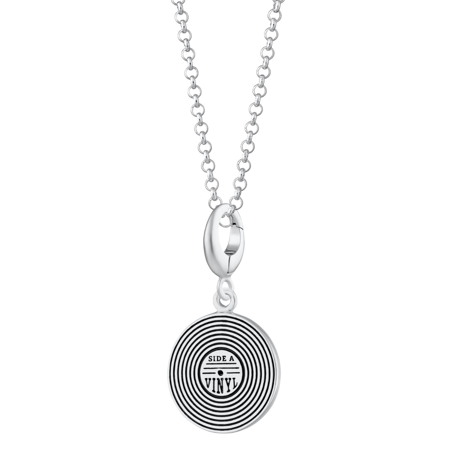 Sterling Silver Vinyl Record Charm Necklace