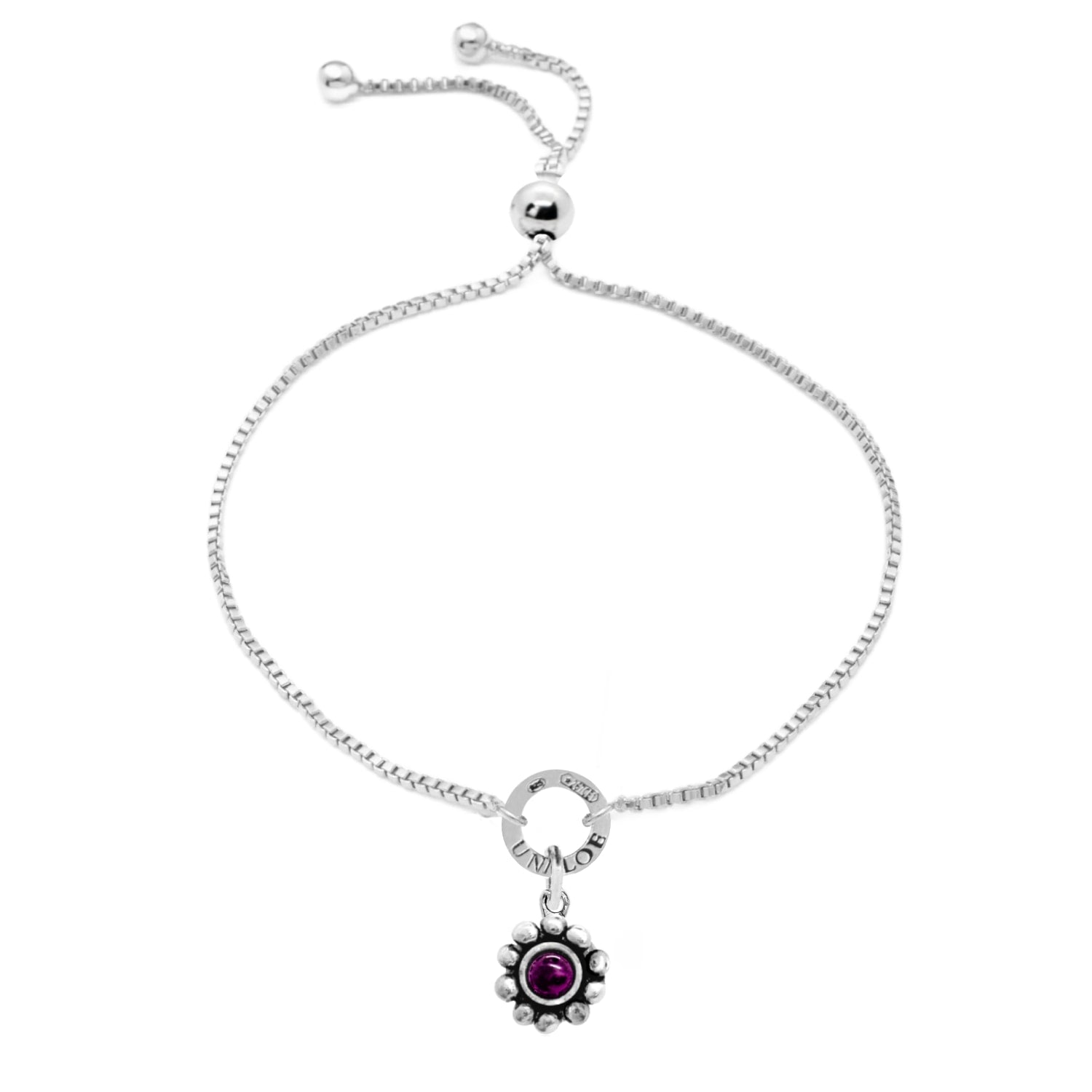 Sterling Silver Violet With Stone Bracelet