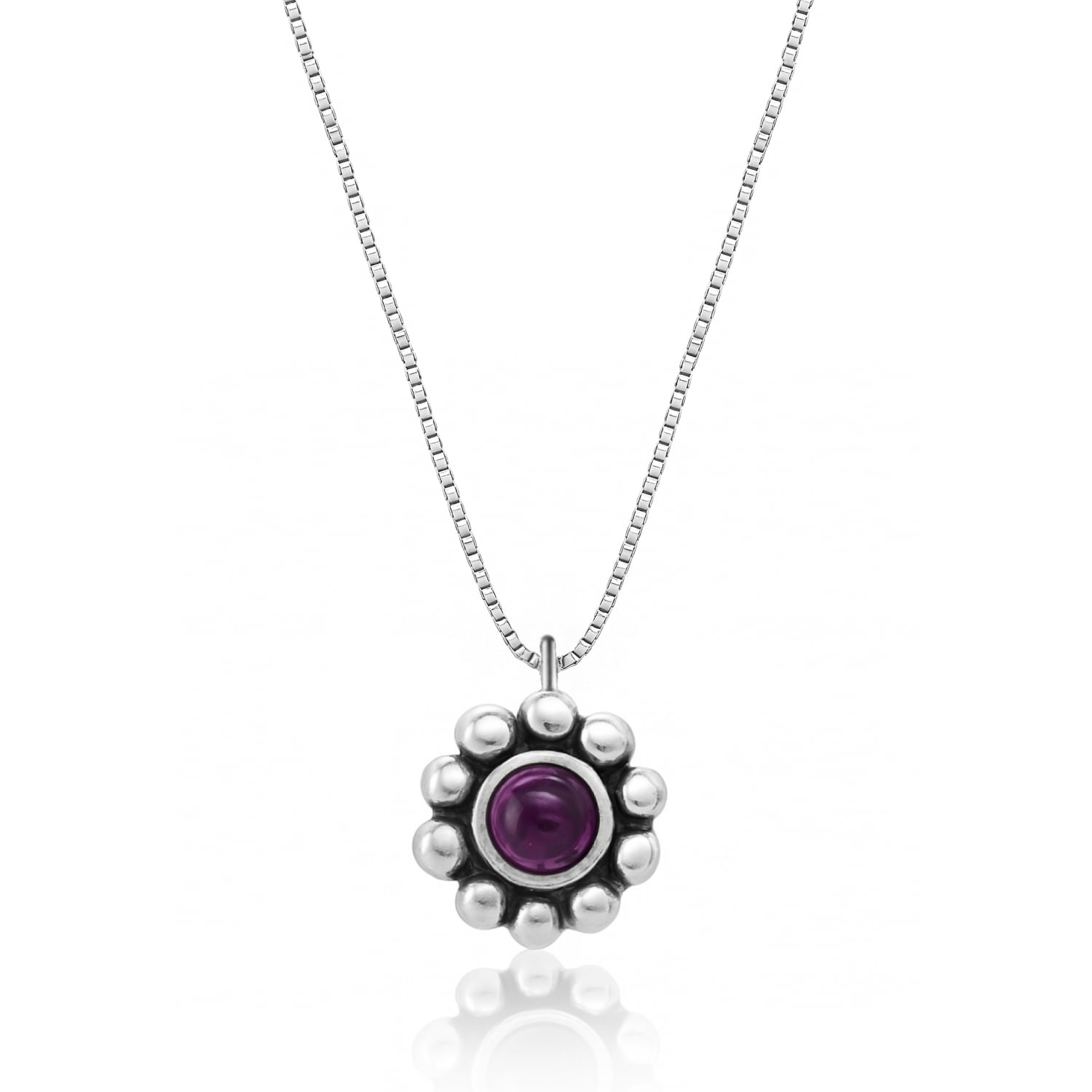 Sterling Silver Violet With Stone Necklace - Elegant Jewelry For Women