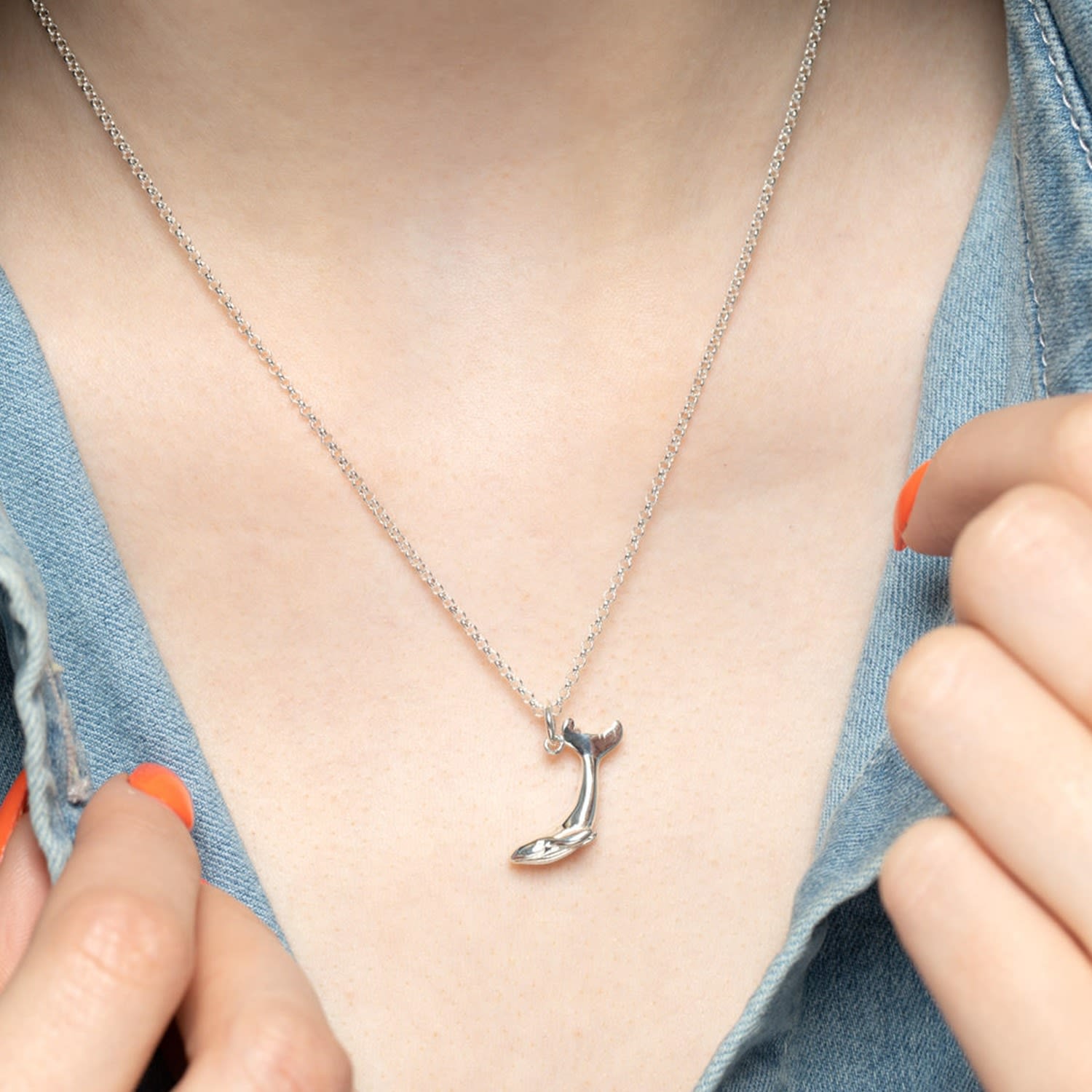 Sterling Silver Whale Charm Necklace