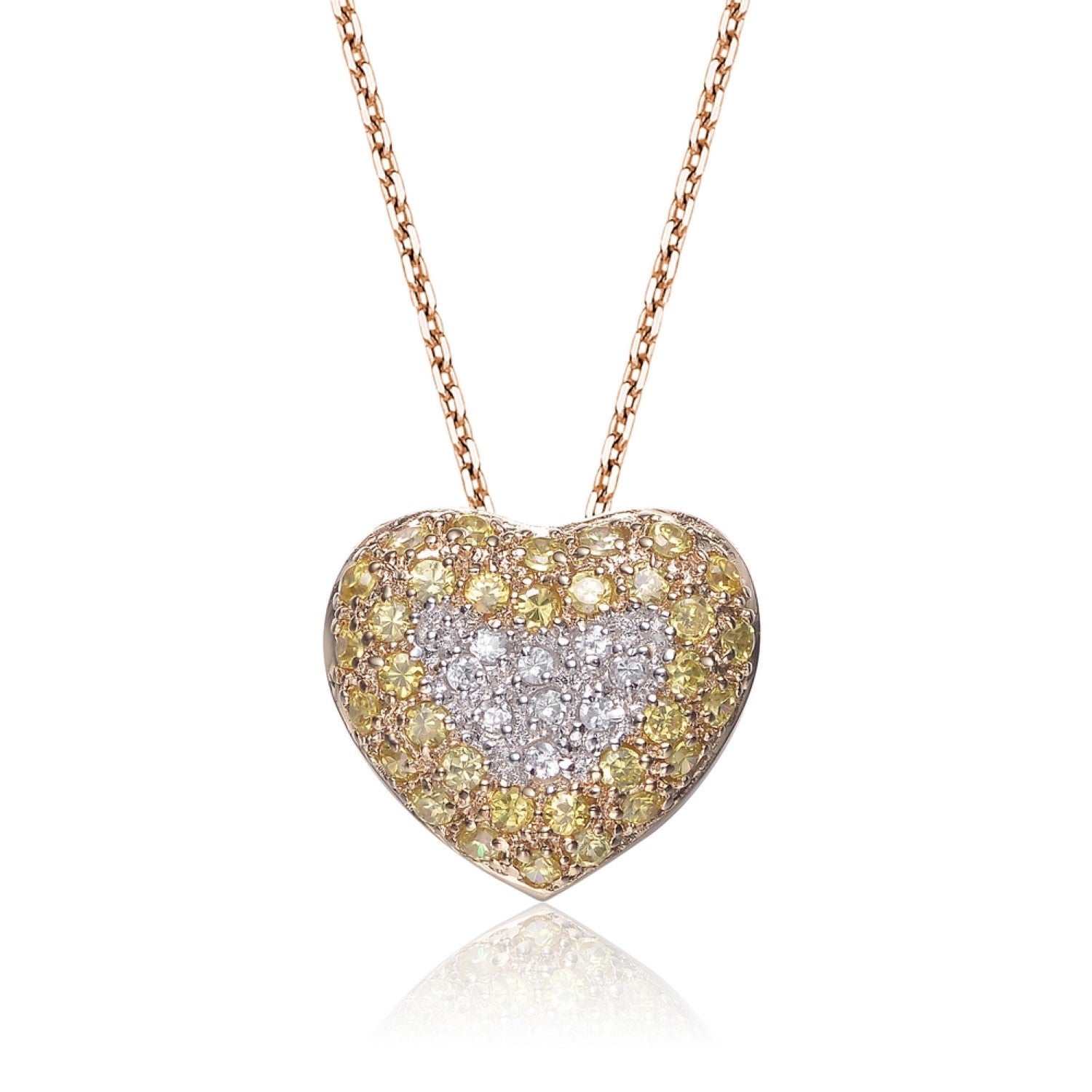 Sterling Silver White And Gold Heart Design Pendant