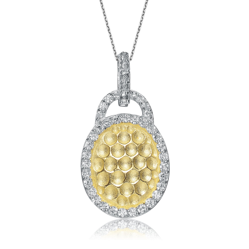 Sterling Silver White And Gold Plated Round Shape Pendant