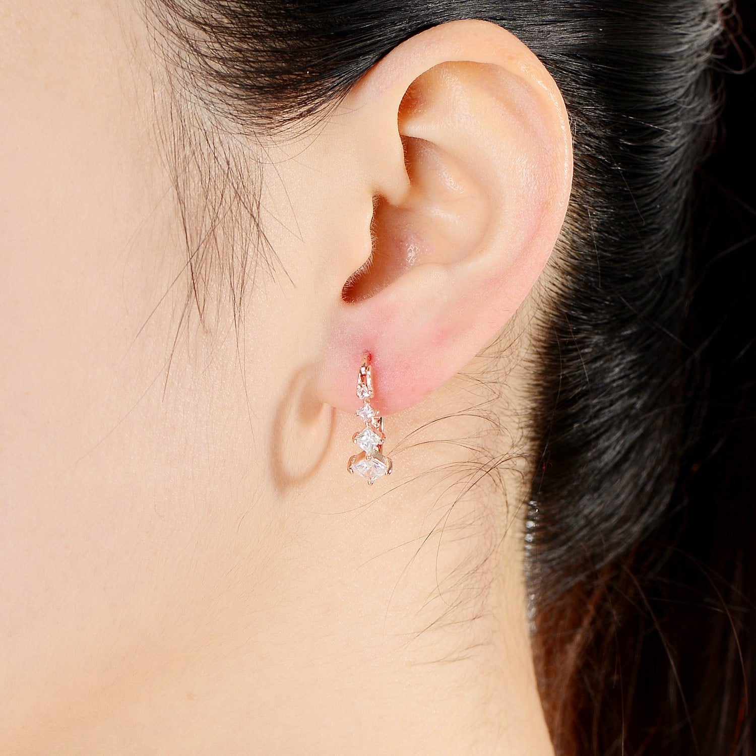 Sterling Silver White Cubic Zirconia Hoop Earrings