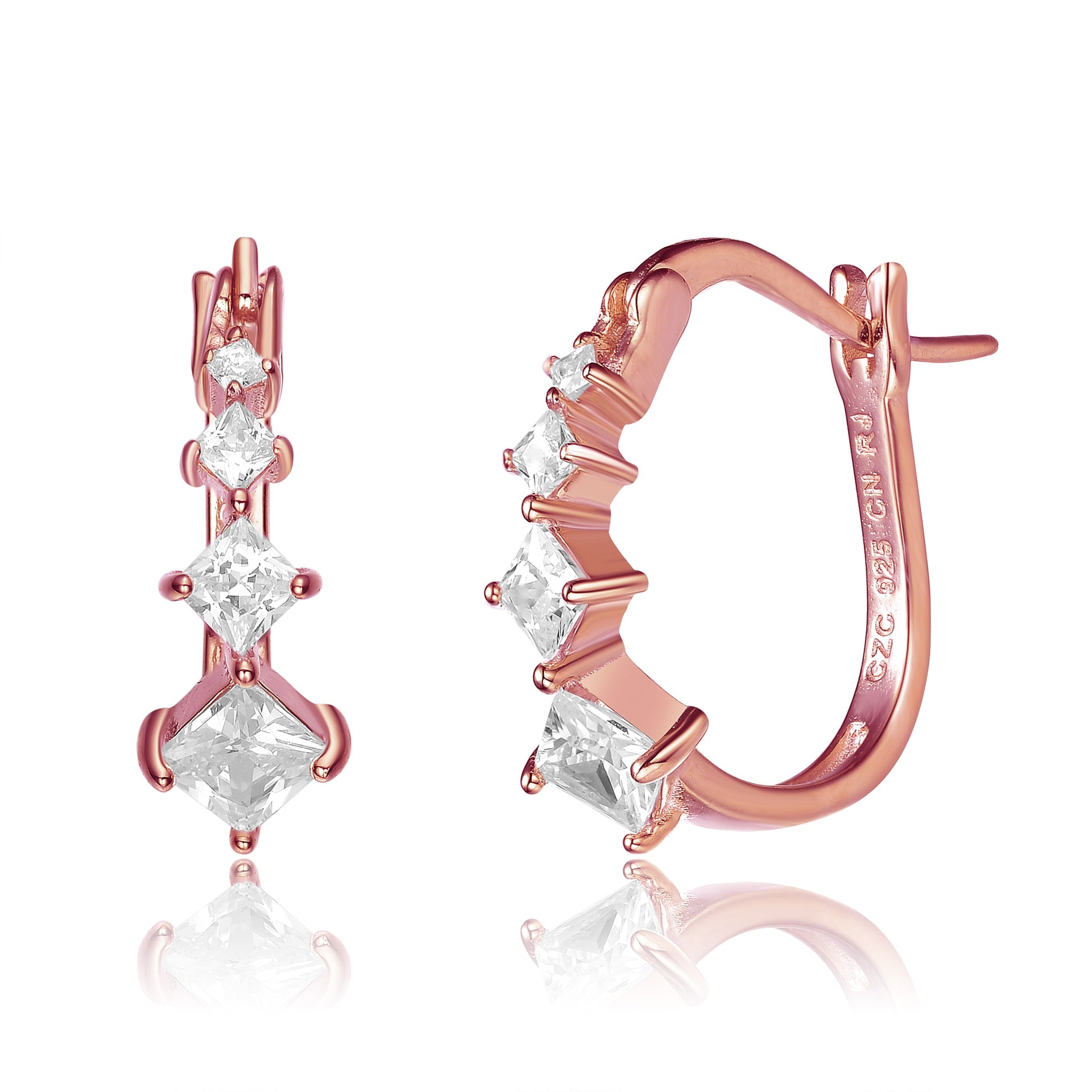 Sterling Silver White Cubic Zirconia Hoop Earrings