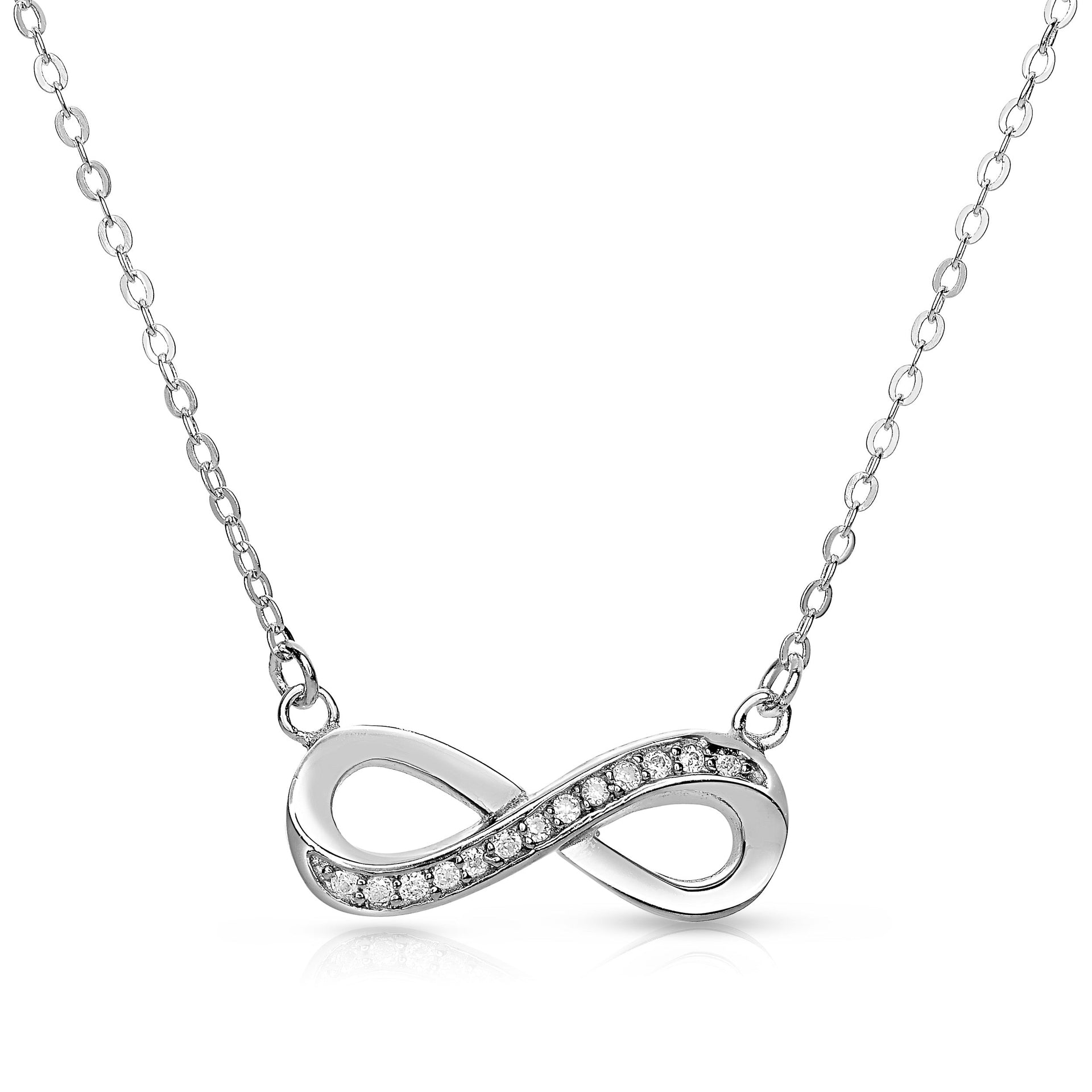 Sterling Silver White Cubic Zirconia Loop Necklace