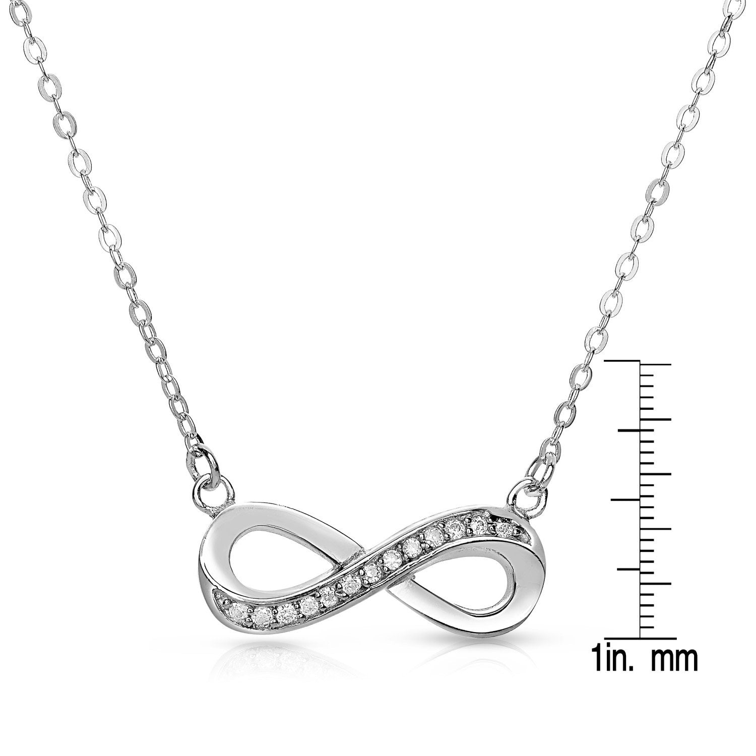 Sterling Silver White Cubic Zirconia Loop Necklace