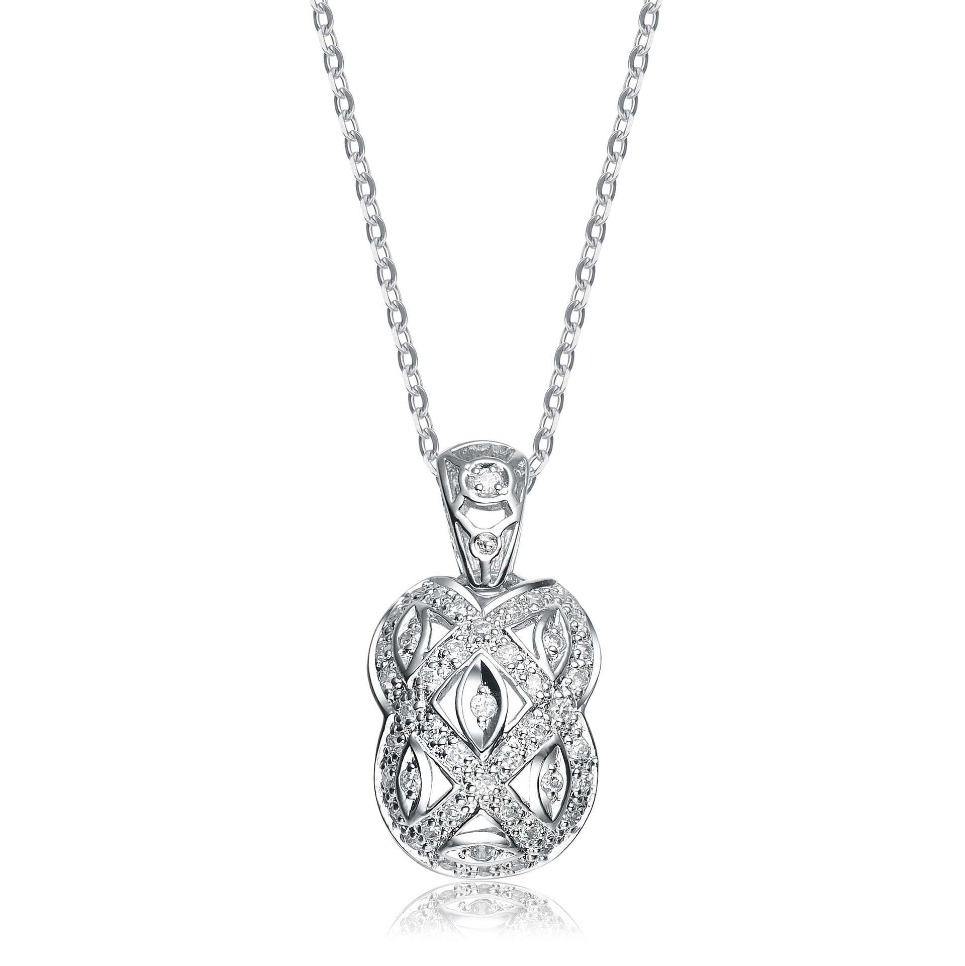 Sterling Silver Clear Cubic Zirconia Pendant Necklace