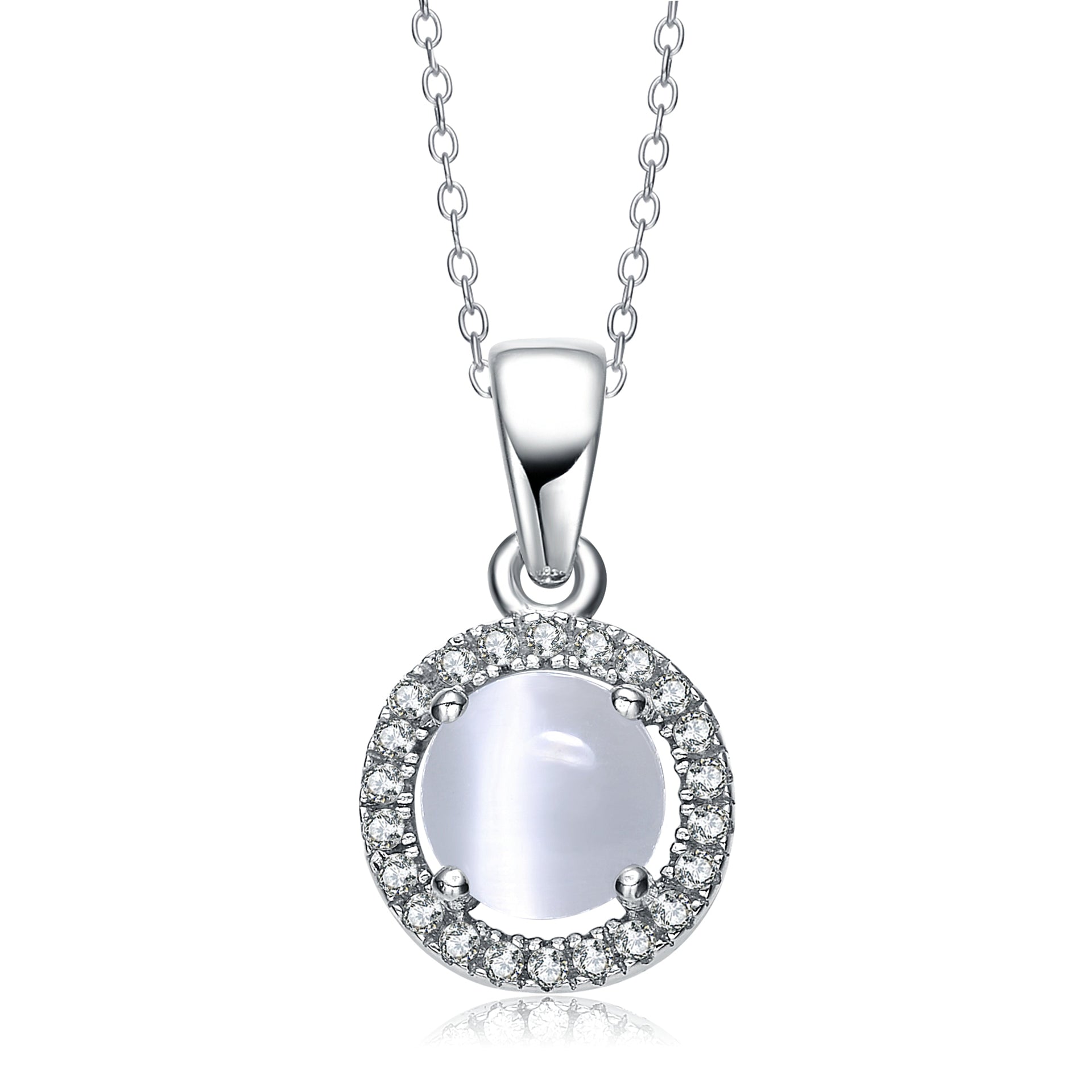 Sterling Silver Rhodium Plated White Cubic Zirconia Pendant