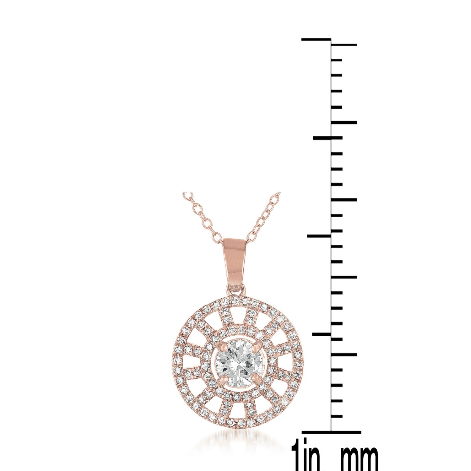 Sterling Silver White Cubic Zirconia Pink Wheel Pendant