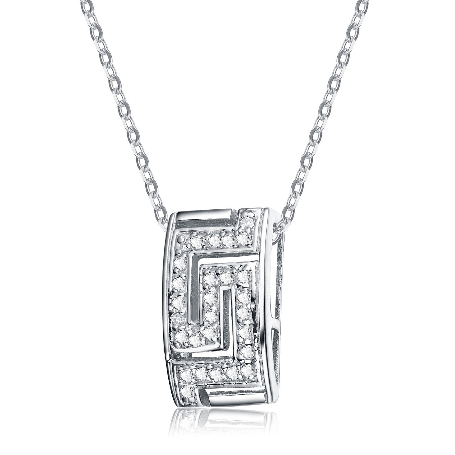 Sterling Silver White Cubic Zirconia Square Pendant