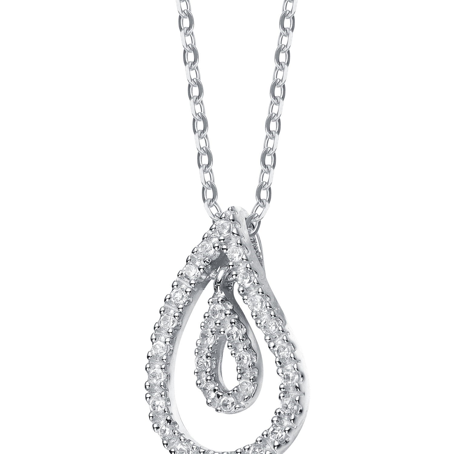 Sterling Silver White Cubic Zirconia Teardrop Pendant