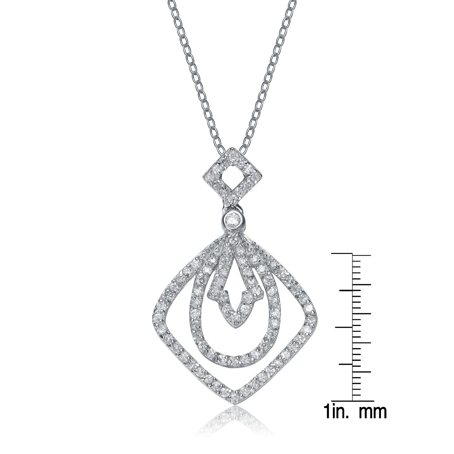 Sterling Silver White Cubic Zirconias Shape Pendant
