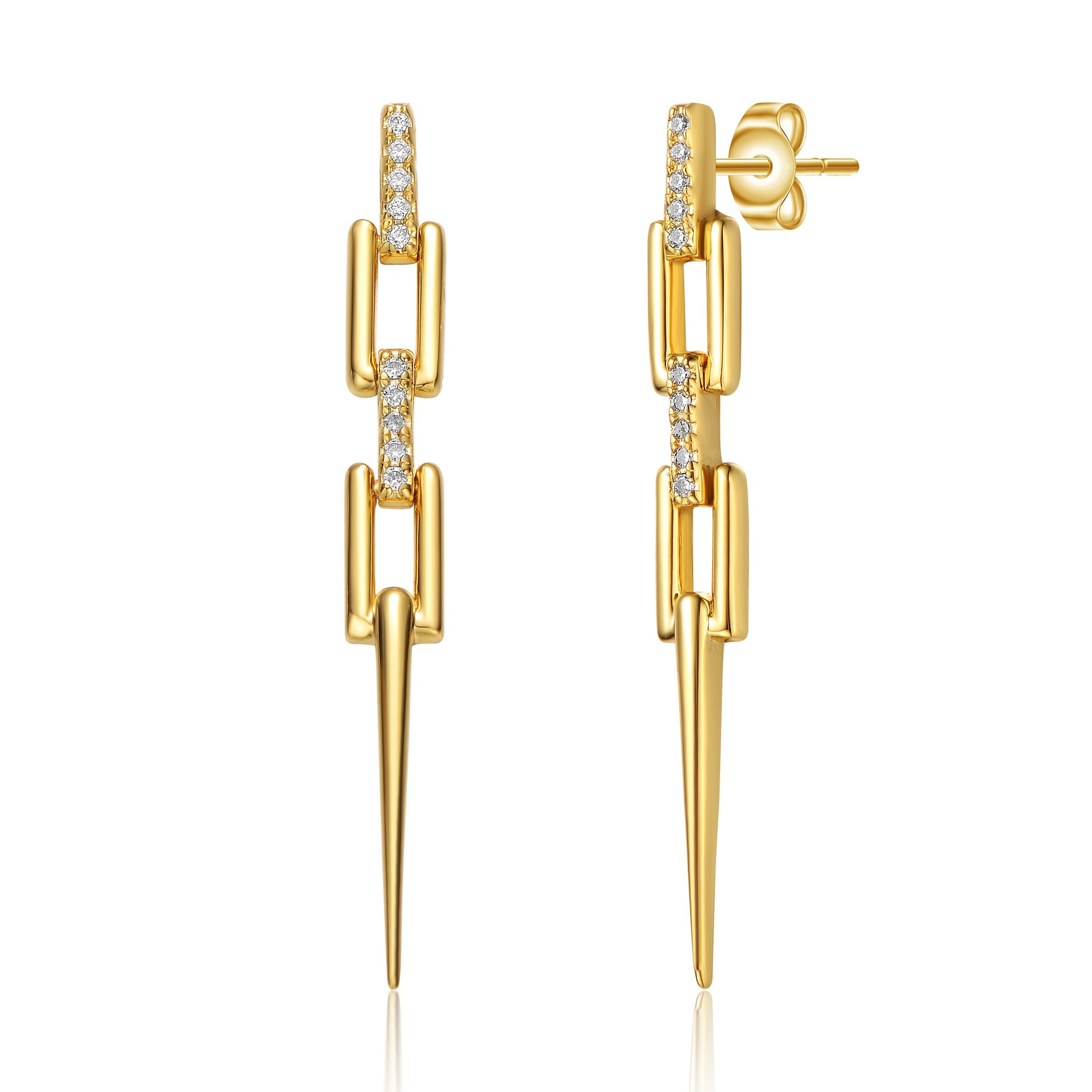 Rachel Glauber Gold Plated Cubic Zirconia Link Drop Earrings